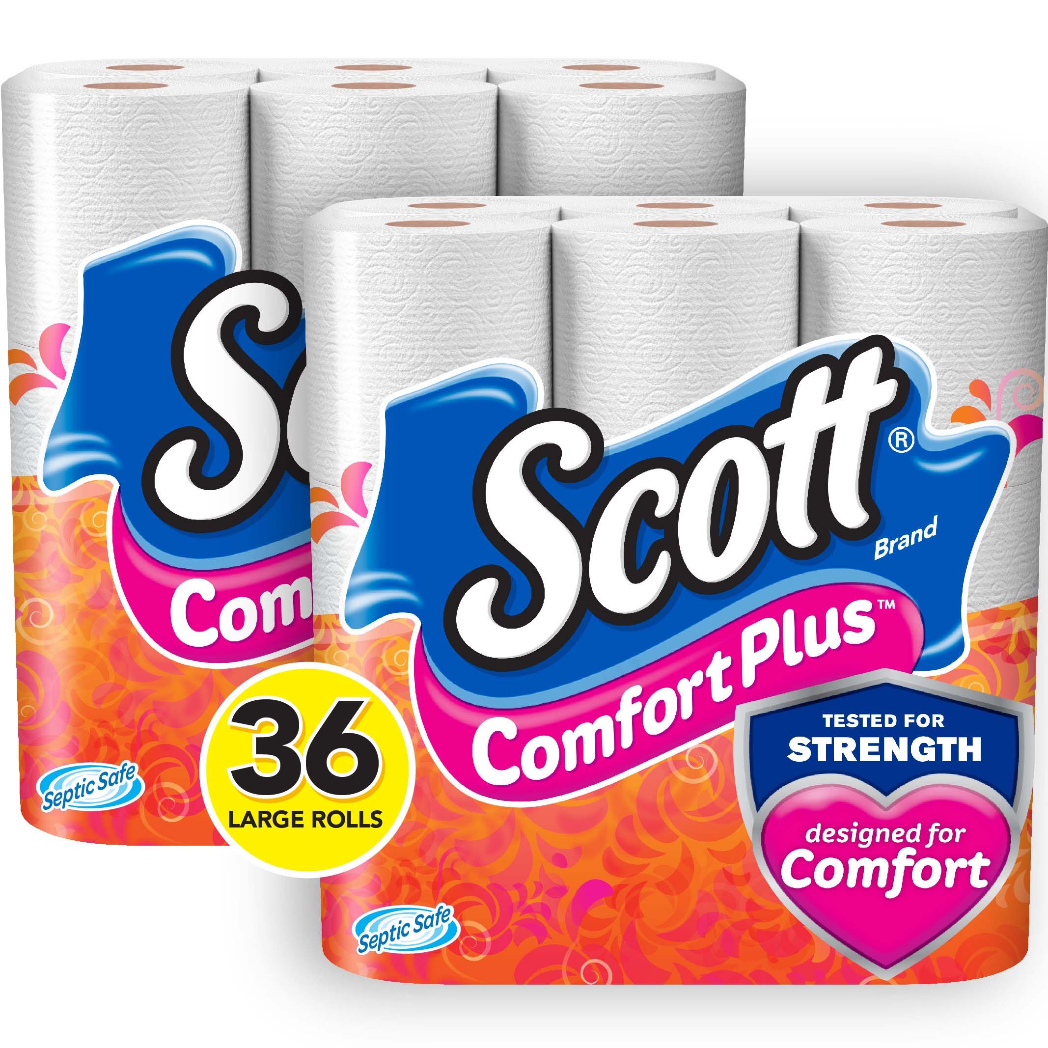Scott ComfortPlus Ultra Soft Toilet Paper - 18 Mega Rolls (Pack of 2, 36 Rolls Total) | 2-Ply Bath Tissue for Home & Office Use | Gentle & Strong for Everyday Comfort