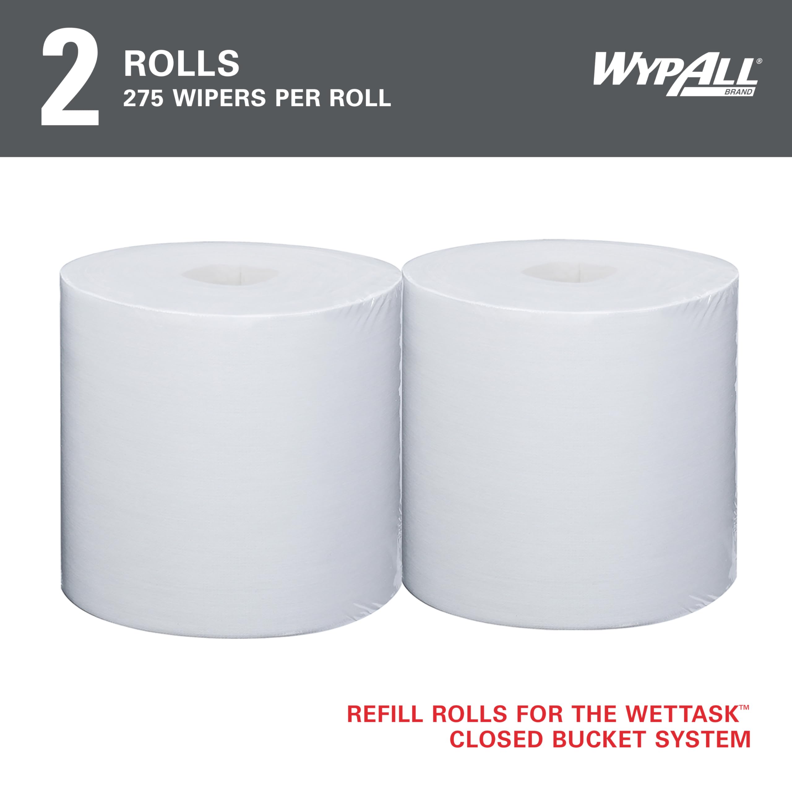 WypAll PowerClean Solvent-Resistant WetTask Wipes - 275 Sheets/Roll, 2 Rolls (550 Total) - Heavy-Duty Industrial Cleaning for Solvents, Oils & Grease - Ideal for Automotive, Manufacturing & Workshop Use
