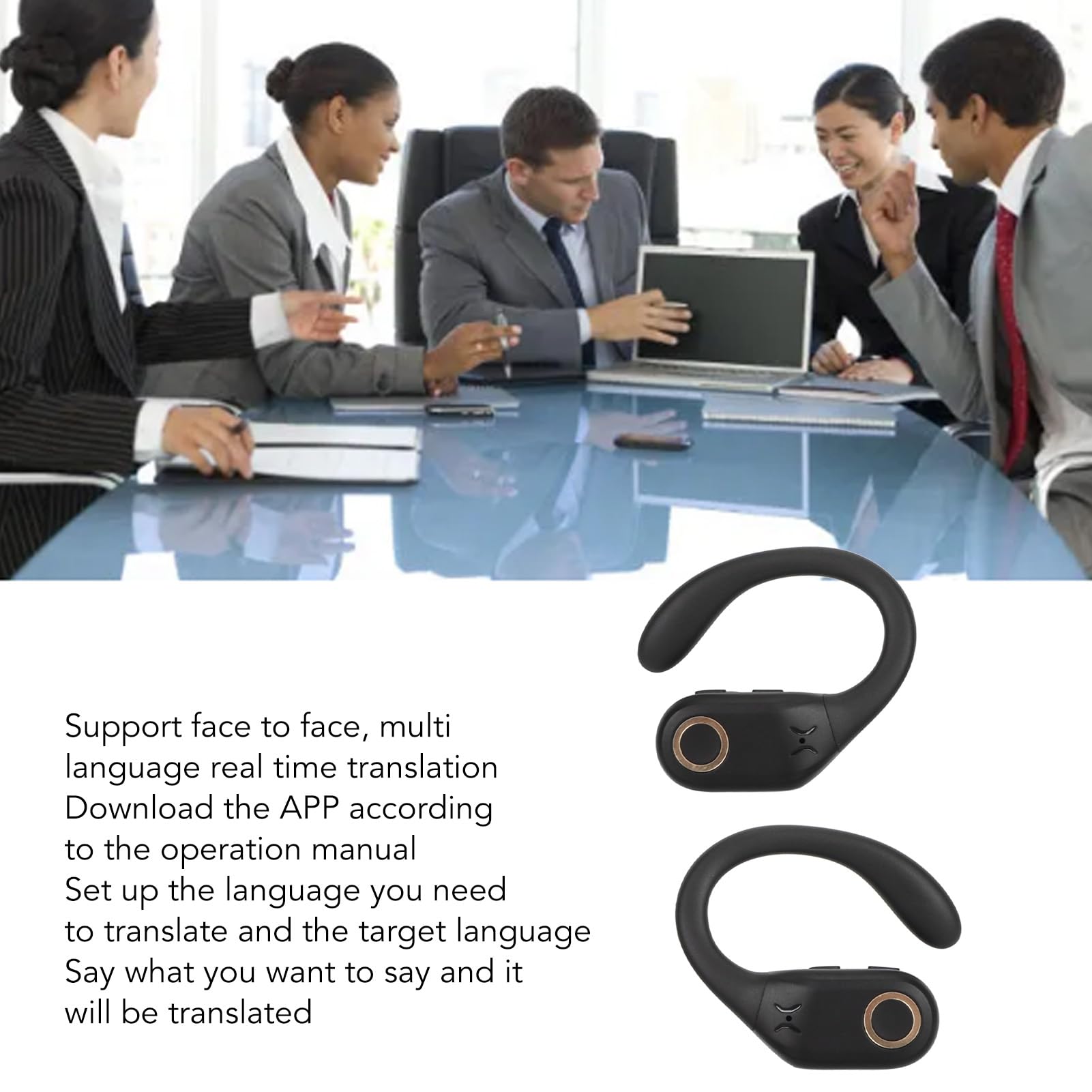 Wireless Bluetooth Language Translator Earbuds with Charging Case - 144 Languages (74 Languages & 70 Accents) Real-Time Voice Translation Headphones with App - Perfect for Travel, Business Meetings & Language Learning (Black)