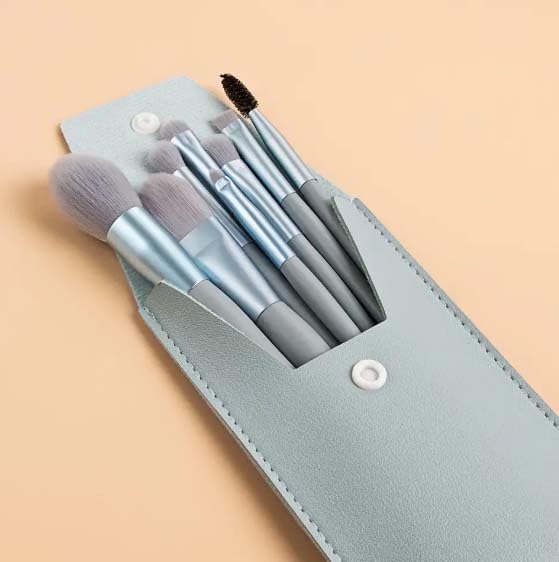 SHOPCASH 8PCS Mini Makeup Brush Set with Travel Case - Perfect for On-the-Go Makeup Application & Professional Makeup Artists