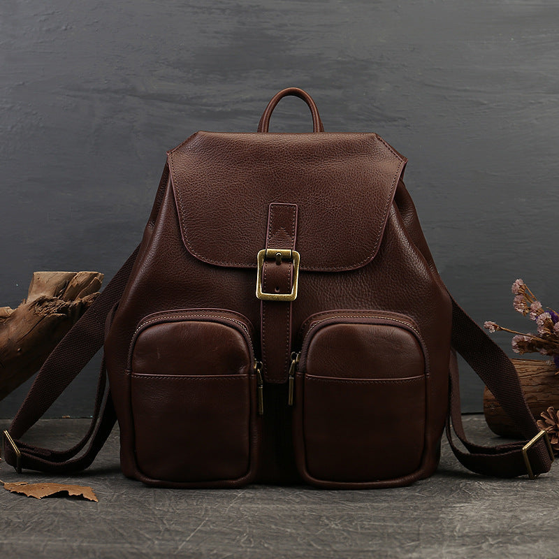 Genuine Leather Large Capacity Women's Backpack - Stylish & Durable Travel Bag for Work, College & Everyday Use