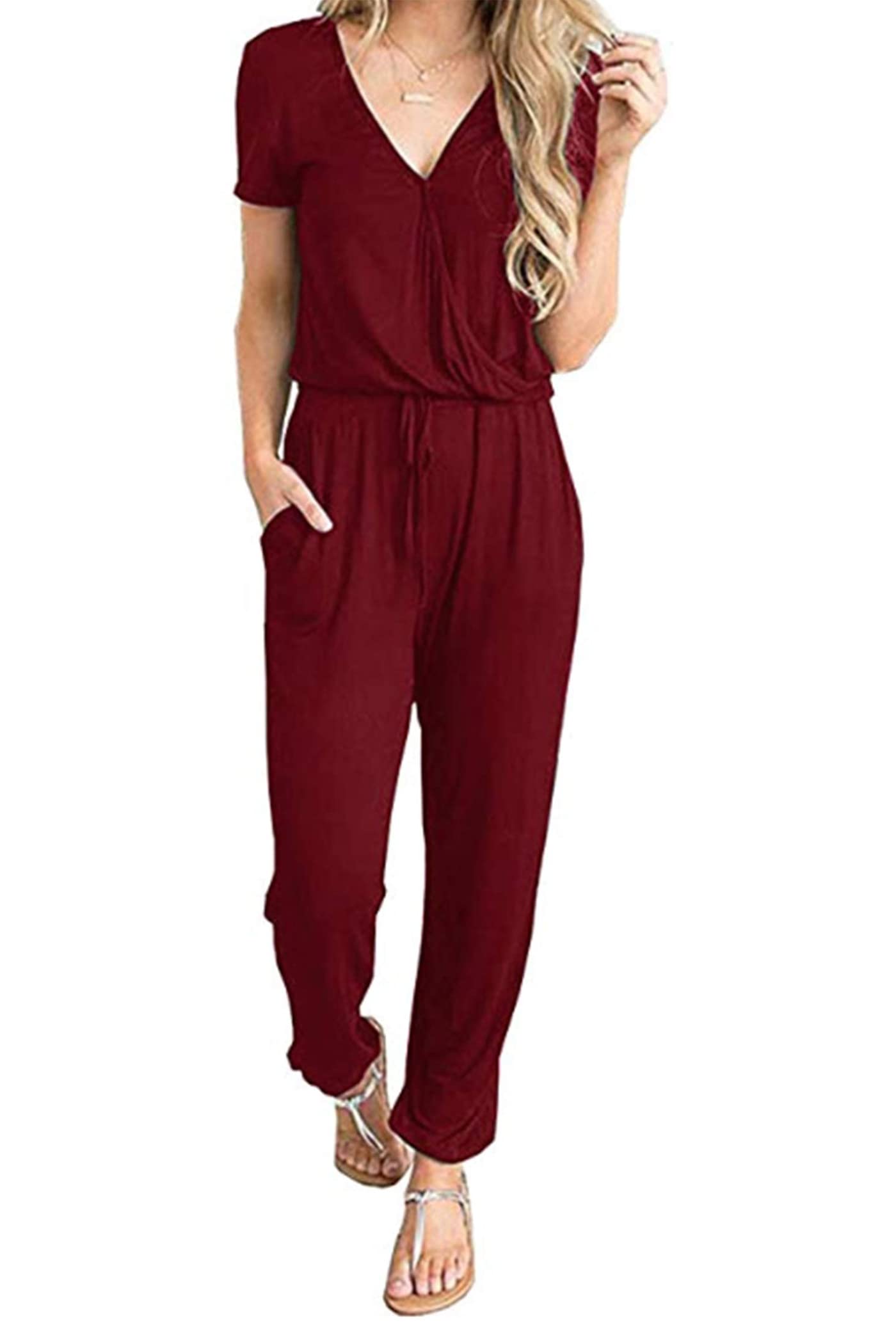 PRETTYGARDEN Women's Jumpsuits - 2025 Spring Summer Casual & Dressy Short Sleeve Romper - Airport Travel Outfit, Vacation Wear, Beach Coverup, Weekend Outing