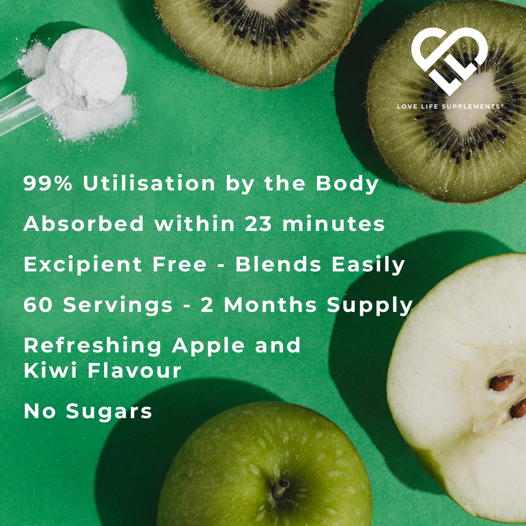 EAA Amino Acids Powder with All 9 Essential Amino Acids & BCAA - 2g Leucine per Serving, Apple Kiwi Flavor, 348g (60 Servings) - Love Life Supplements | Pre-Workout & Post-Workout Recovery for Athletes & Fitness Enthusiasts
