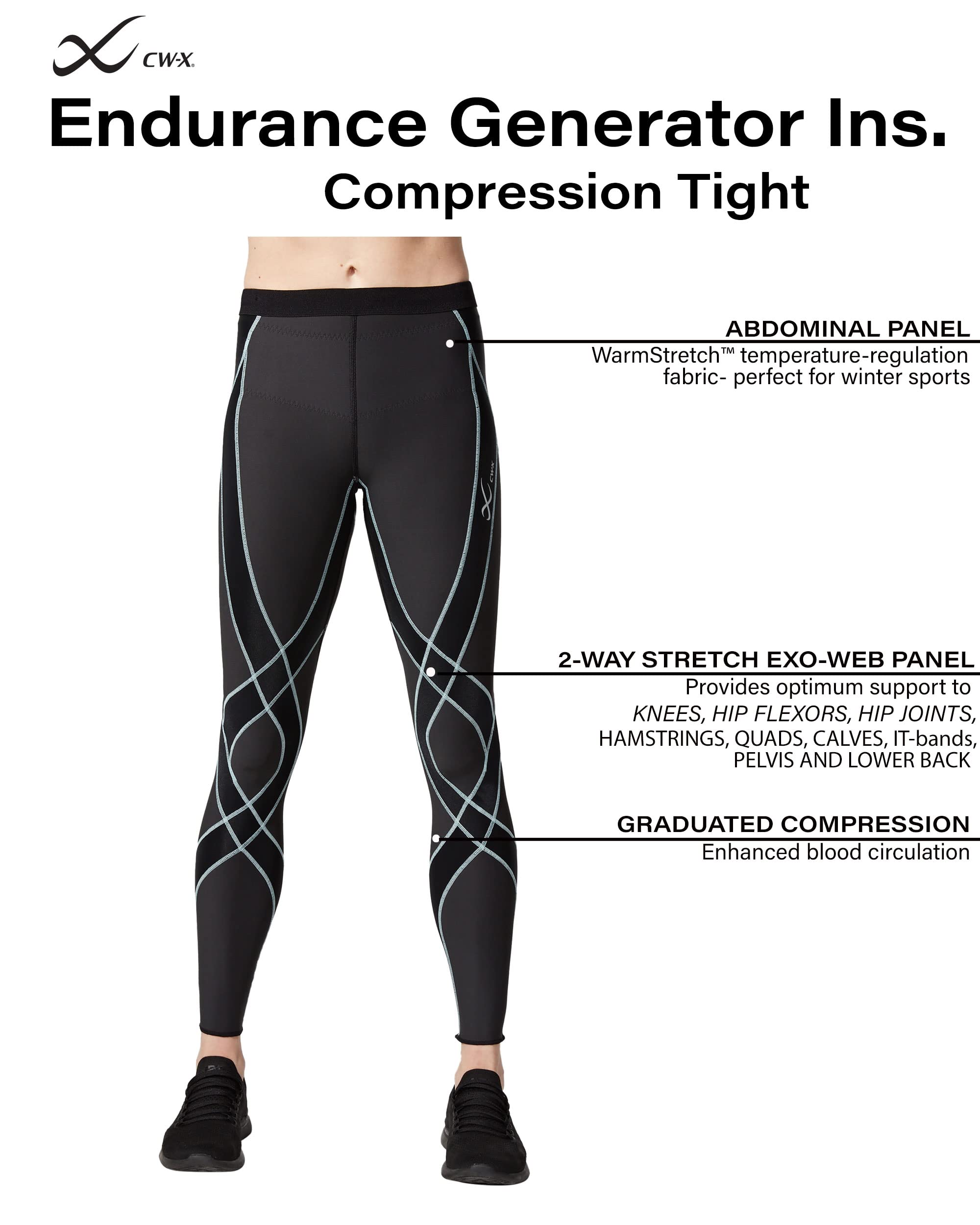 CW-X Women's Endurance Generator Thermal Compression Tights - Insulated Running Pants for Cold Weather Training & Outdoor Workouts