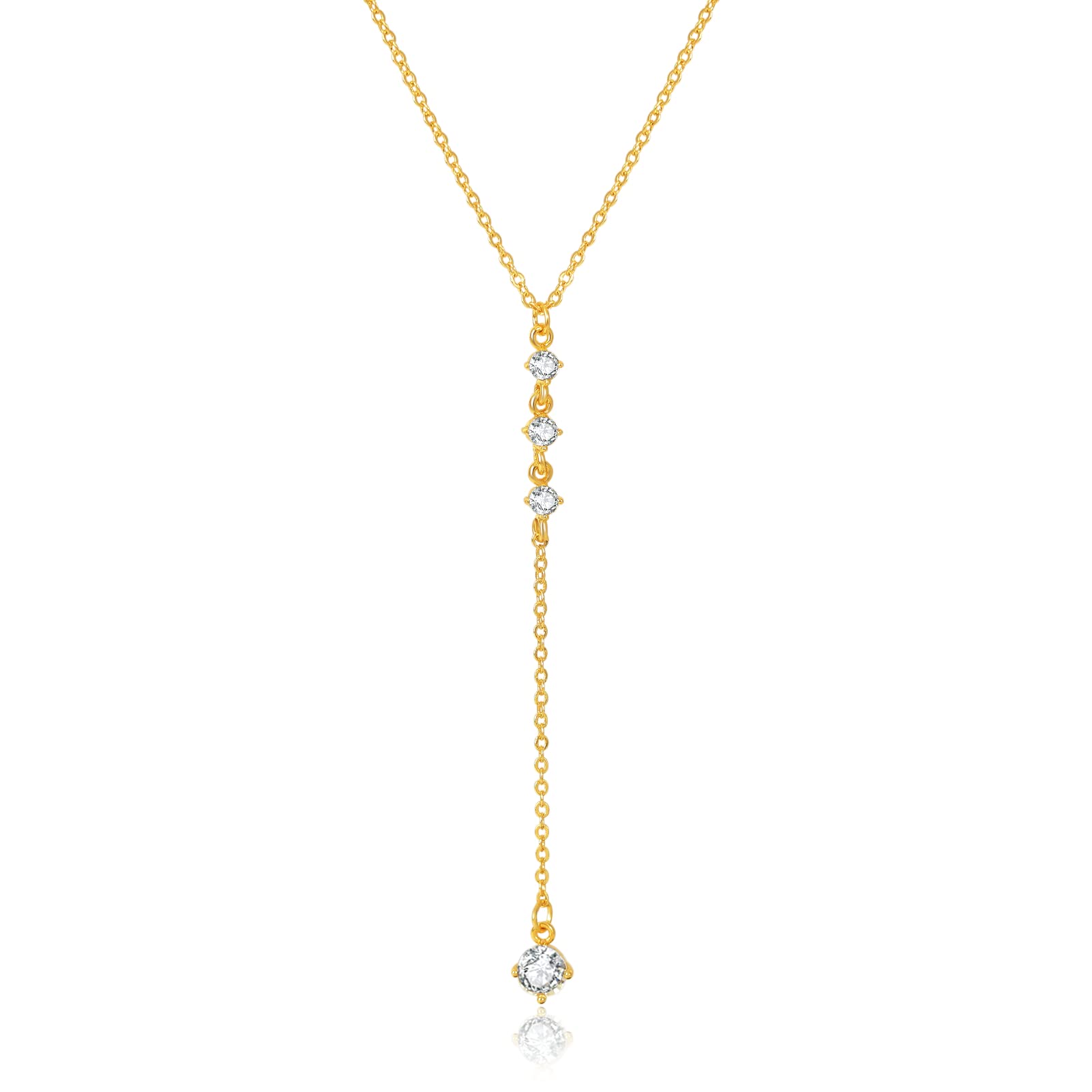Elegant Gold Y Necklace for Women - Pearl & CZ Pendant, Perfect for Parties & Gifts