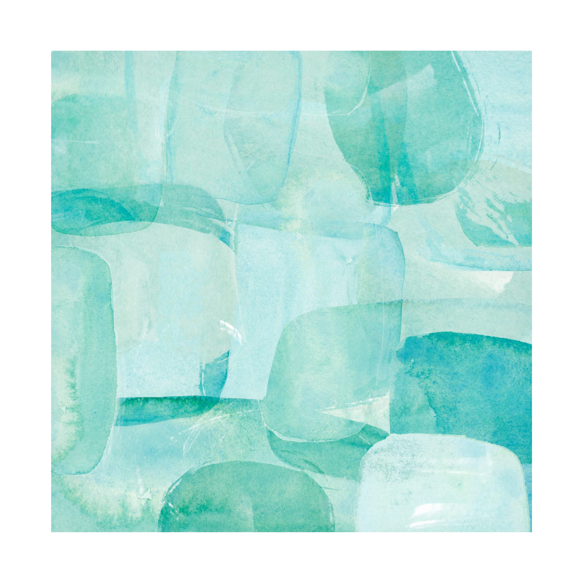 Annie Warren 'Sea Glass Reflection II' 35x35 Canvas Wall Art - Modern Coastal Home Decor for Living Room, Bedroom & Office