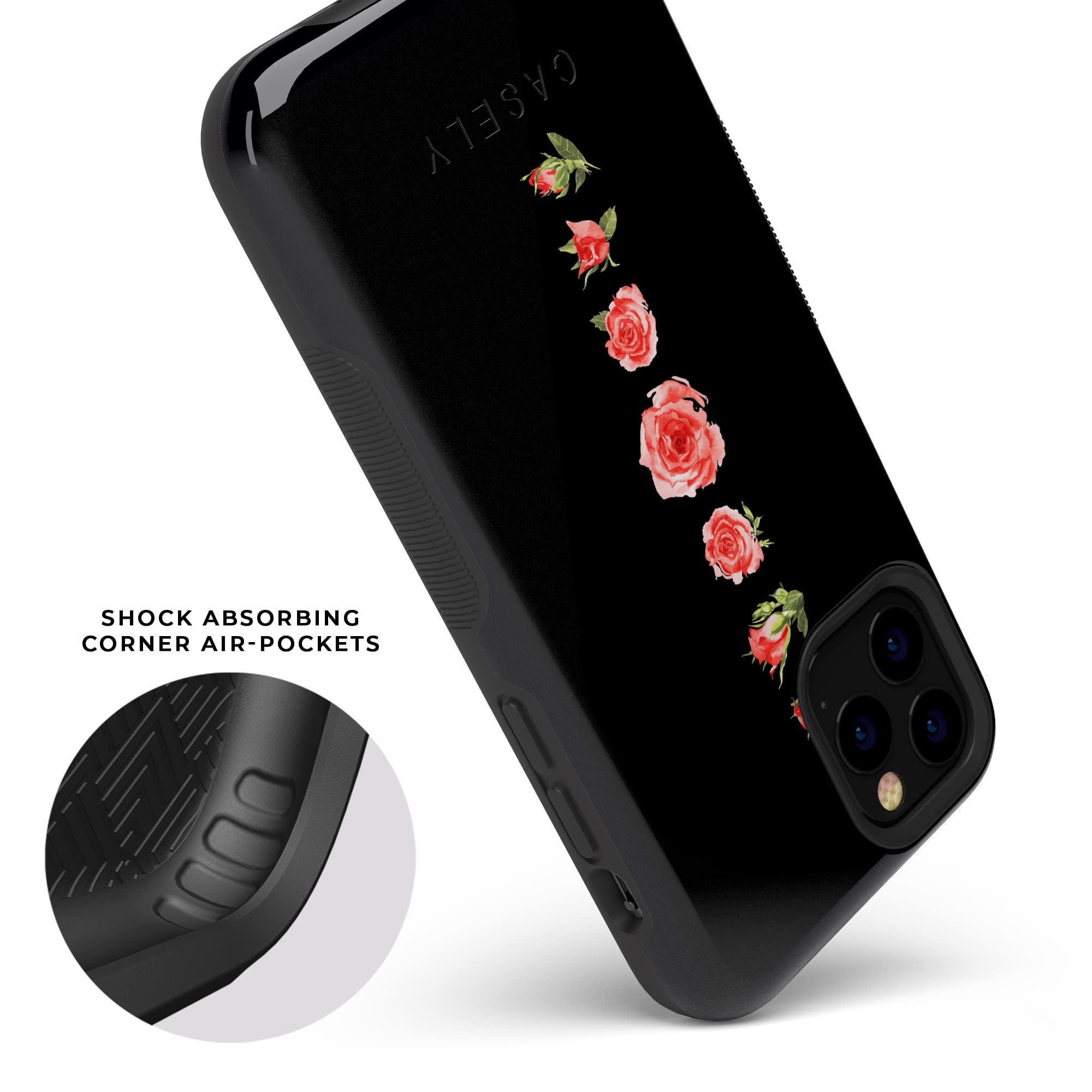 Casely iPhone 11 Pro Max Case - Floral Design with Blooming Red Roses | Slim Protective Cover for iPhone 11 Pro Max | Perfect for Everyday Use, Work, and Special Occasions