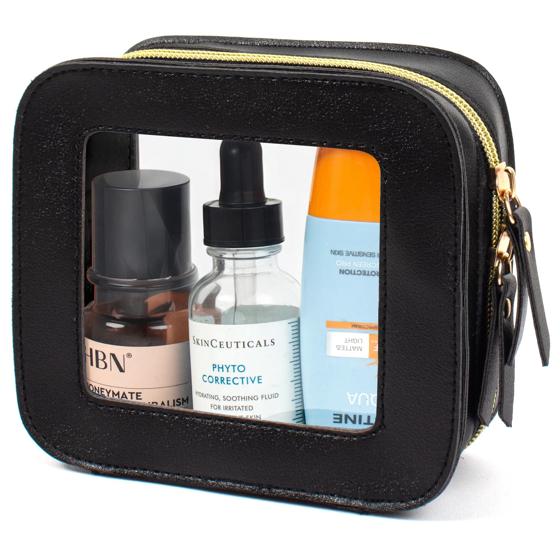 LETGO Mini Clear Makeup Bag for Women & Men - Small Cute Toiletry Bag for Purse Essentials, Travel & Car Accessories (Clear Black, Mini) - Perfect for Cosmetics, Travel Organizer & Daily Use