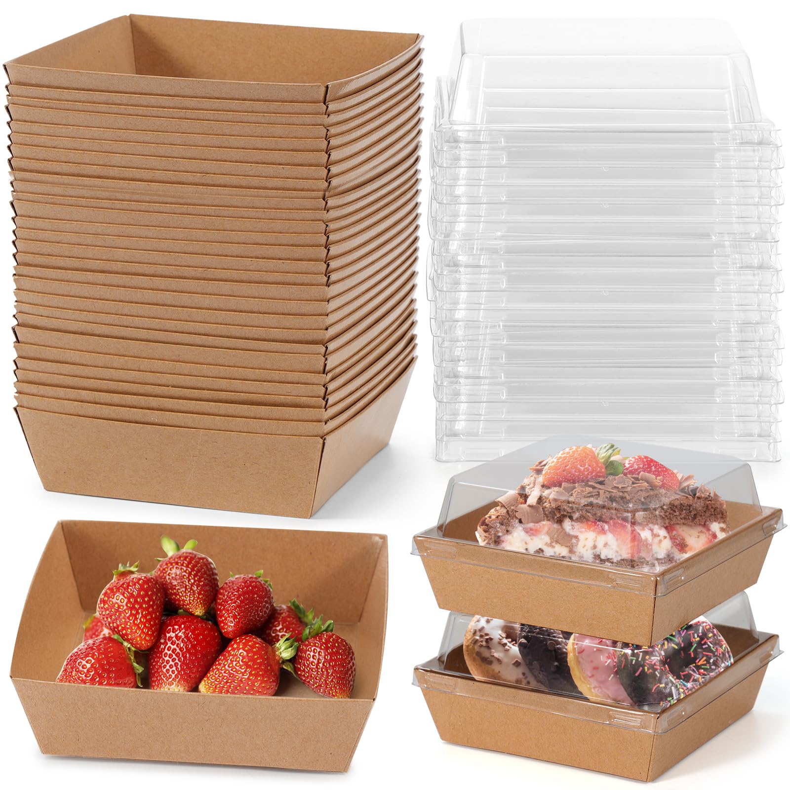 20 Pack Mini Charcuterie Boxes with Clear Lids - 4.5x4.5 Inch Square Disposable Bakery Boxes | Perfect for Wedding Parties, Desserts, Strawberries & Cookies | Eco-Friendly Food Containers for Gifts & Catering