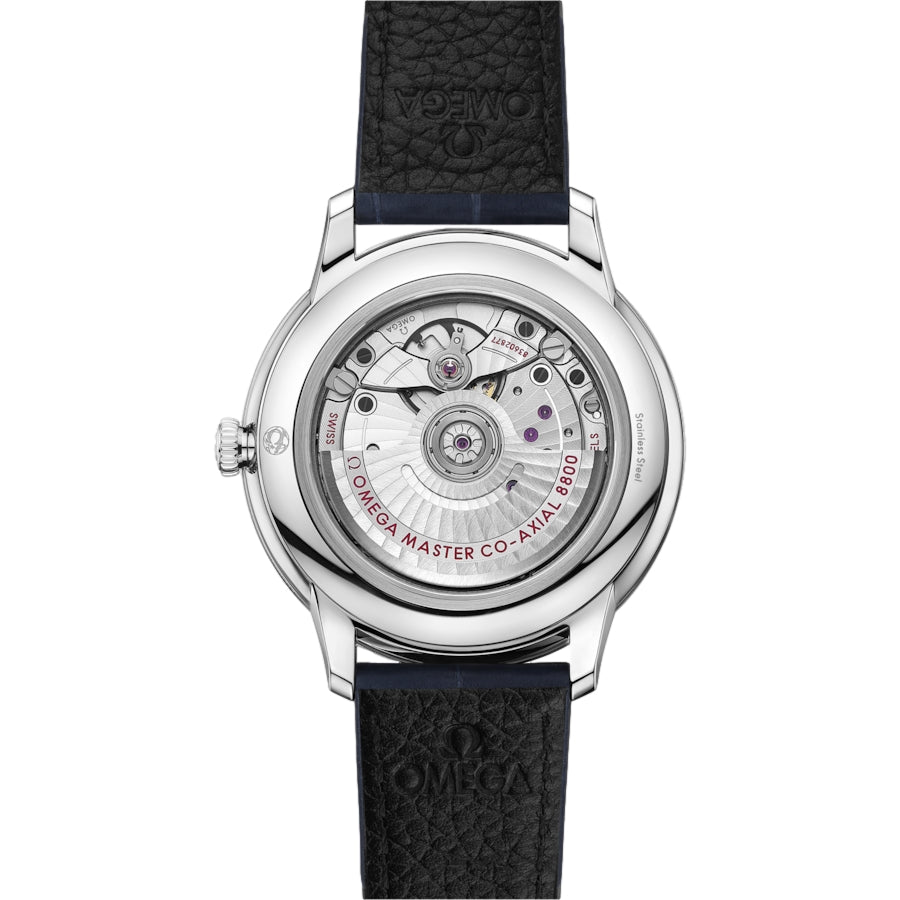Omega De Ville Prestige Co-Axial Master Chronometer 40mm Men's Watch - Blue Dial with Genuine Leather Strap - Luxury Dress Watch for Business, Formal Occasions & Special Events