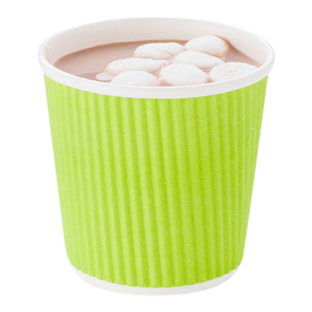 Eco-Friendly 4 oz Paper Coffee Cups with Ripple Wall - 25 Count Box (2.5