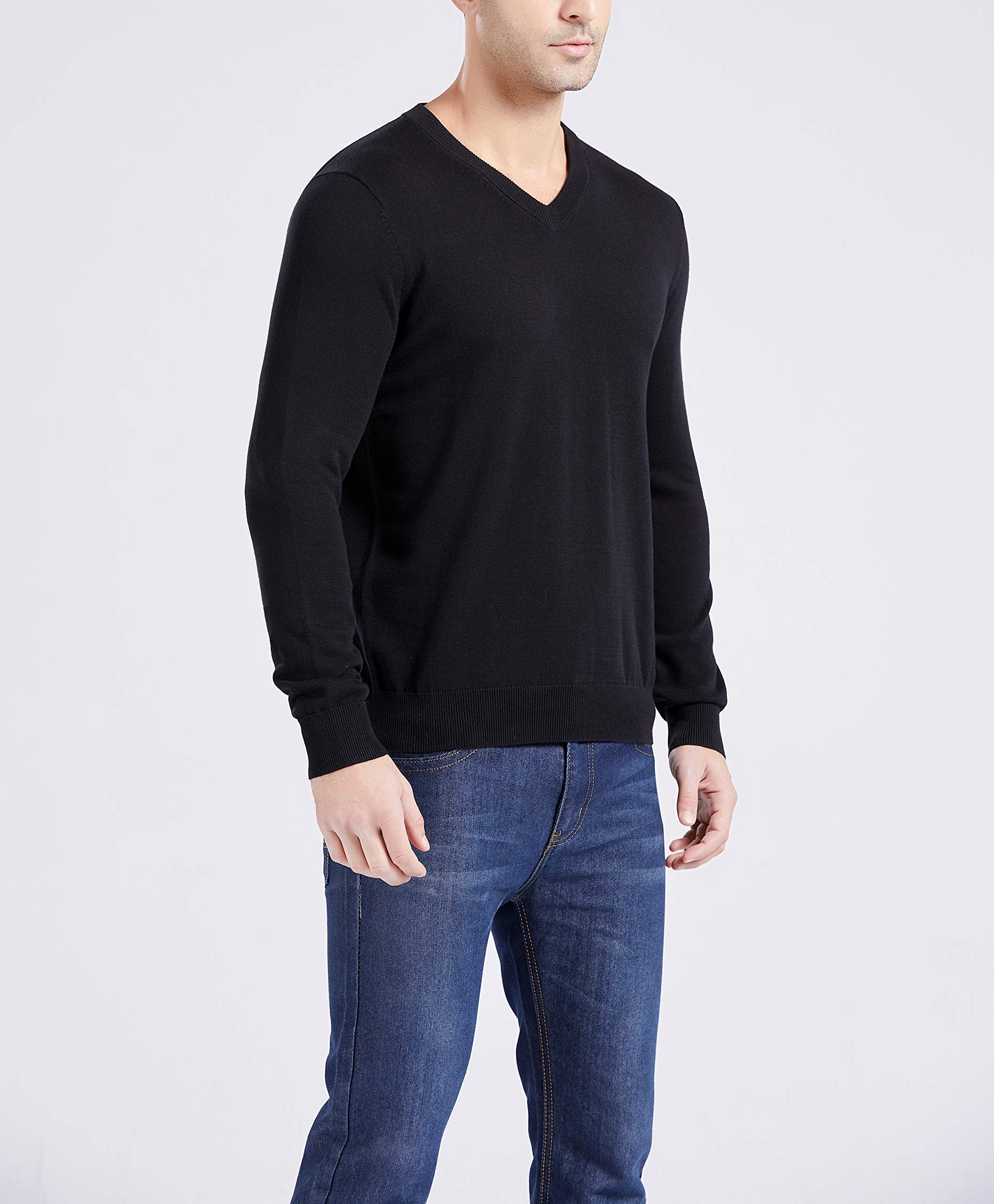 100% Cotton V-Neck Sweater for Men - Soft & Comfortable Pullover - Black Casual Knit Sweater - Perfect for Fall & Winter Outfits, Office Wear & Date Nights