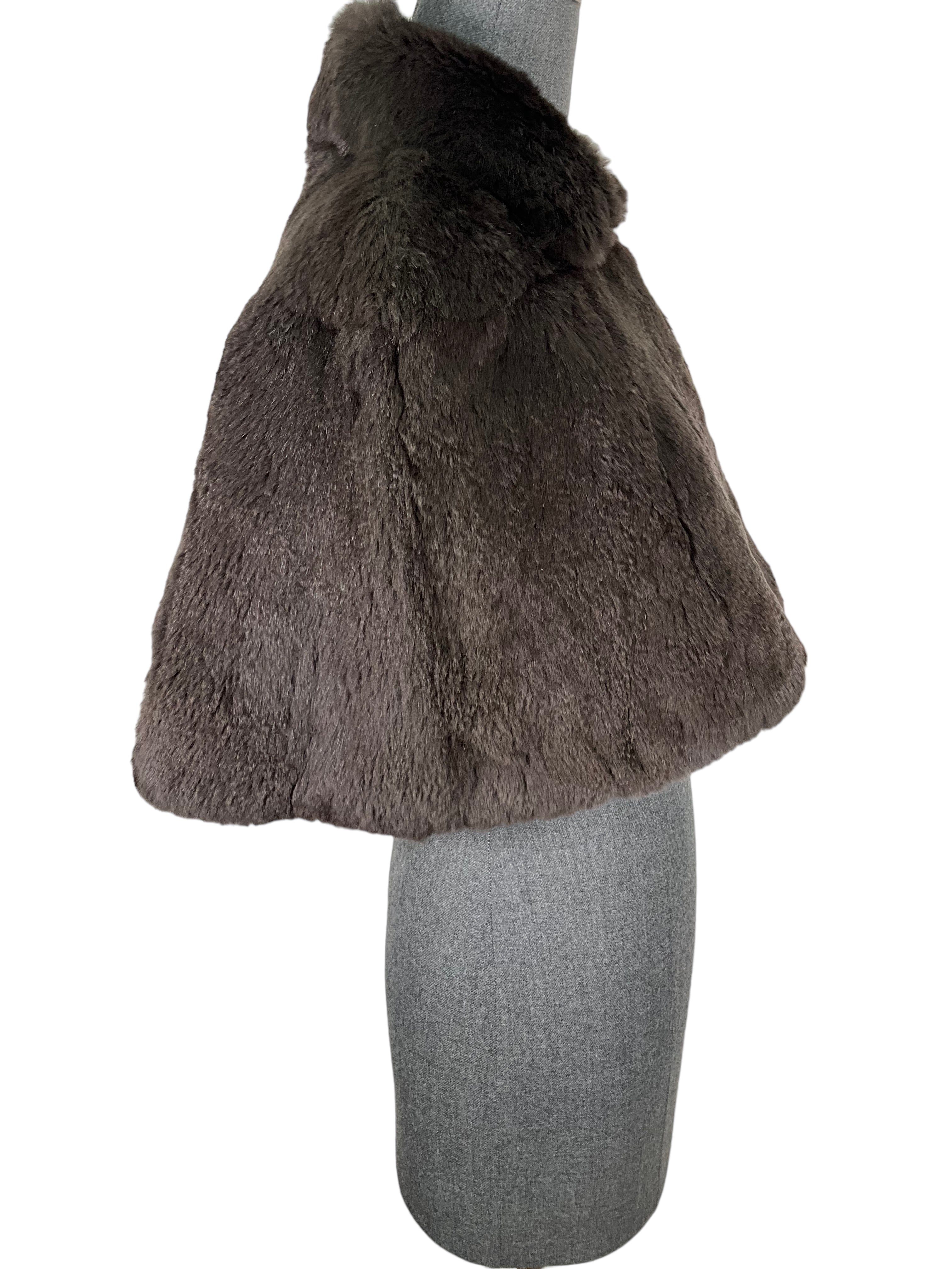 Theory Women's Brown Rabbit Fur Shrug Jacket - Size S | Cozy Winter Fashion for Evening Parties & Date Nights