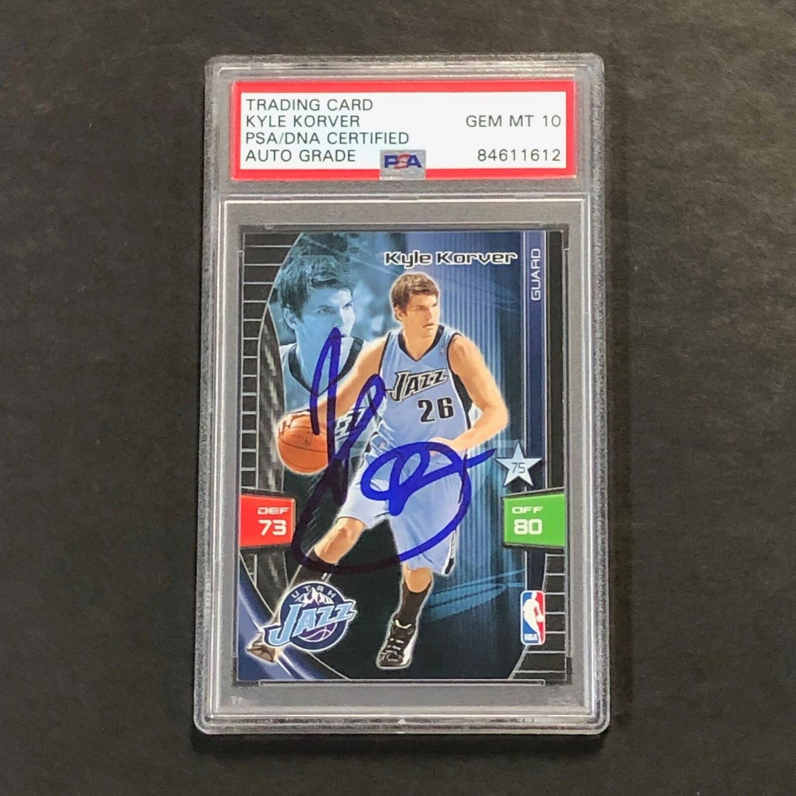 2009-10 Adrenalyn XL #166 Kyle Korver Autographed Basketball Card AUTO 10 PSA Slabbed - Utah Jazz Memorabilia - Perfect for NBA Collectors, Sports Fans & Investment