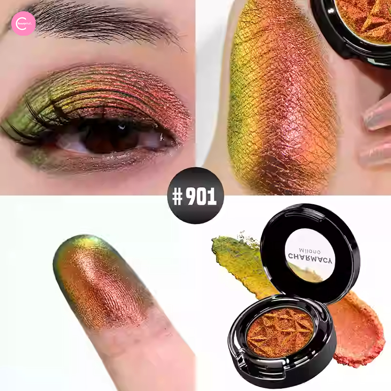 CHARMACY Chameleon Shimmer Single Eyeshadow - Long Lasting Metallic & Pearlescent Eye Makeup - Perfect for Day to Night Looks, Parties & Special Occasions