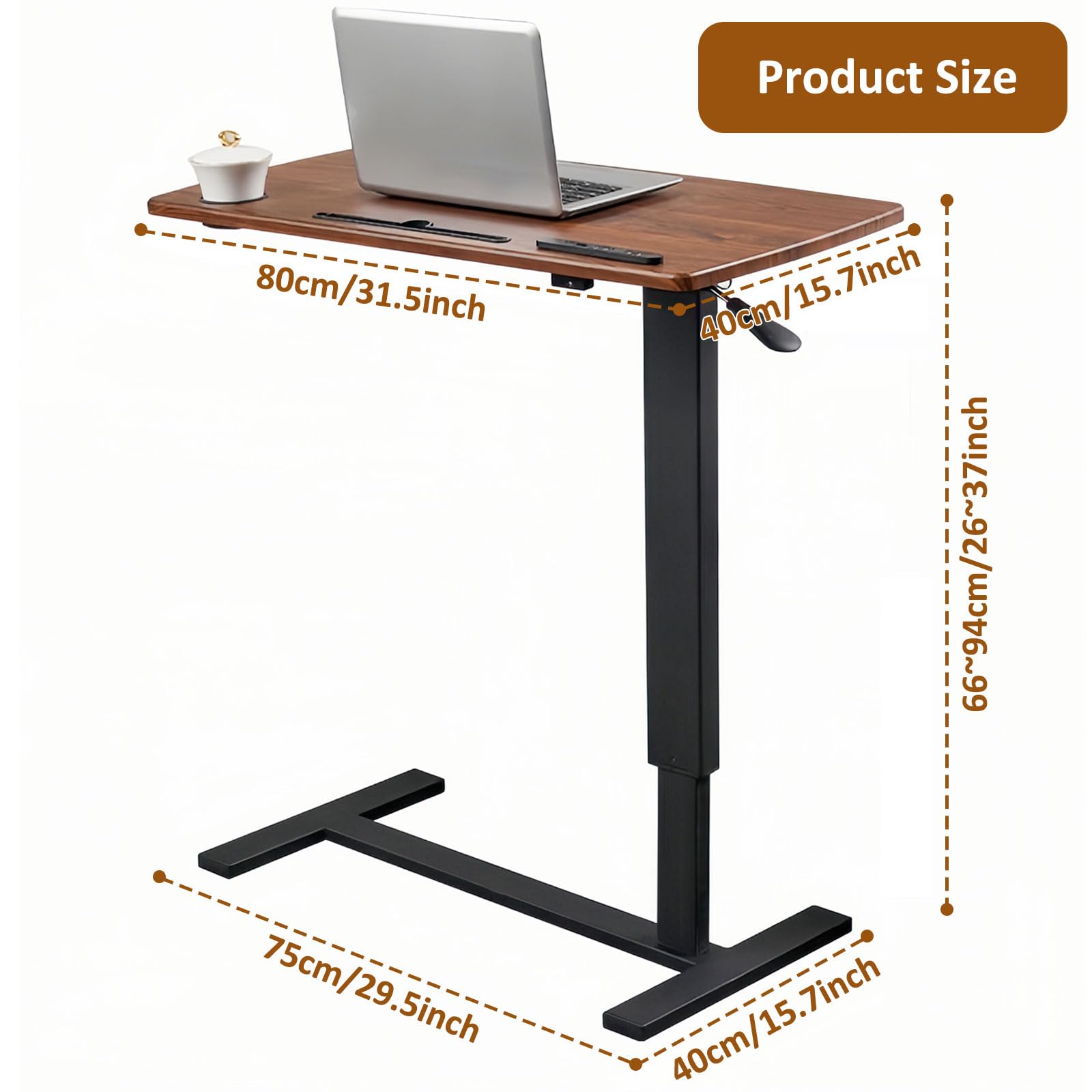 Adjustable Height Overbed Table with Wheels - Foldable Mobile Standing Desk for Hospital & Home Use - Includes Cup Holder, USB Charging & Storage Slot - Perfect for Eating, Working, Studying in Bed or Recovering Patients
