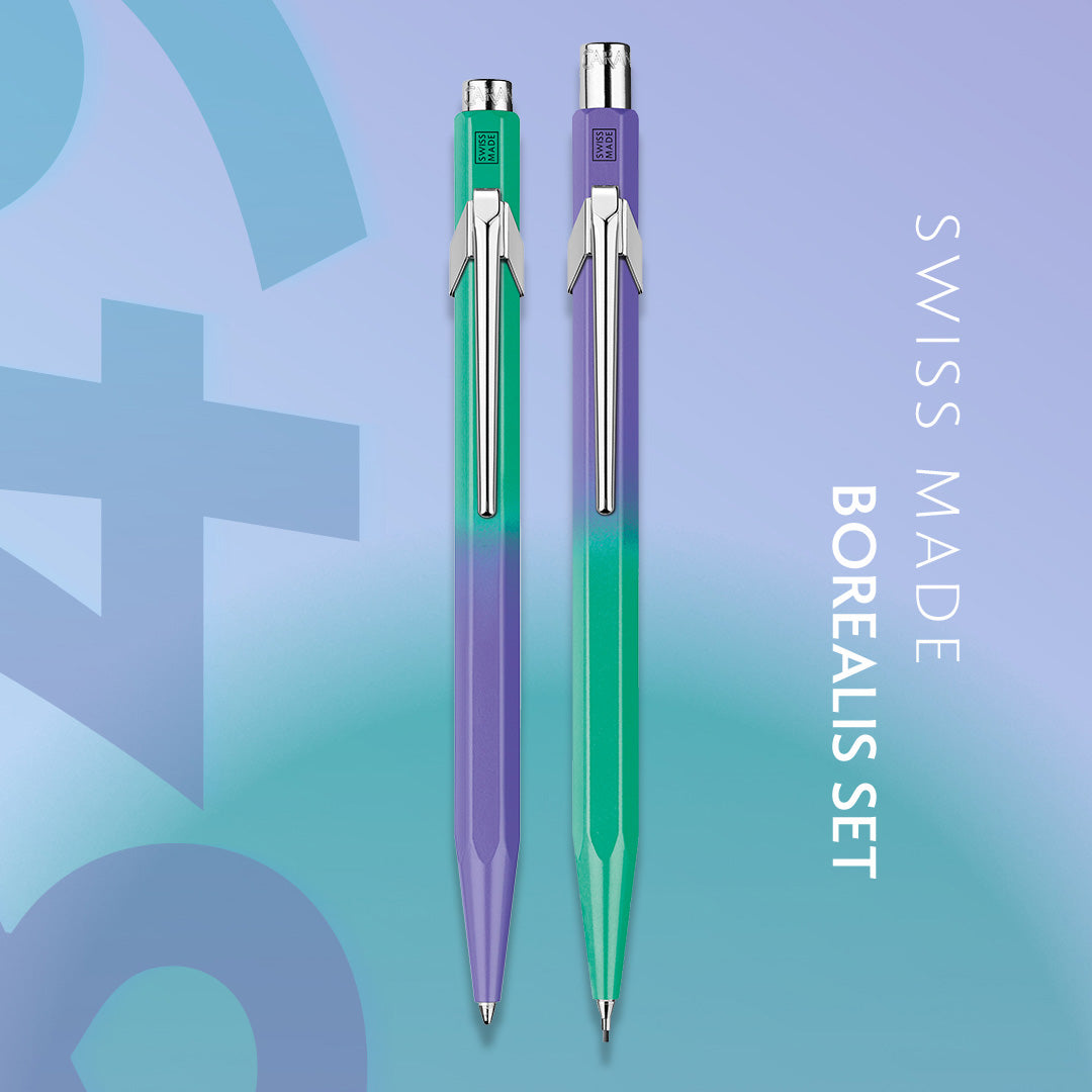 Caran d'Ache 849 Ballpoint Pen & 844 Mechanical Pencil 0.5mm Borealis Set - Premium Swiss Writing Instruments for Office, School & Gift Giving