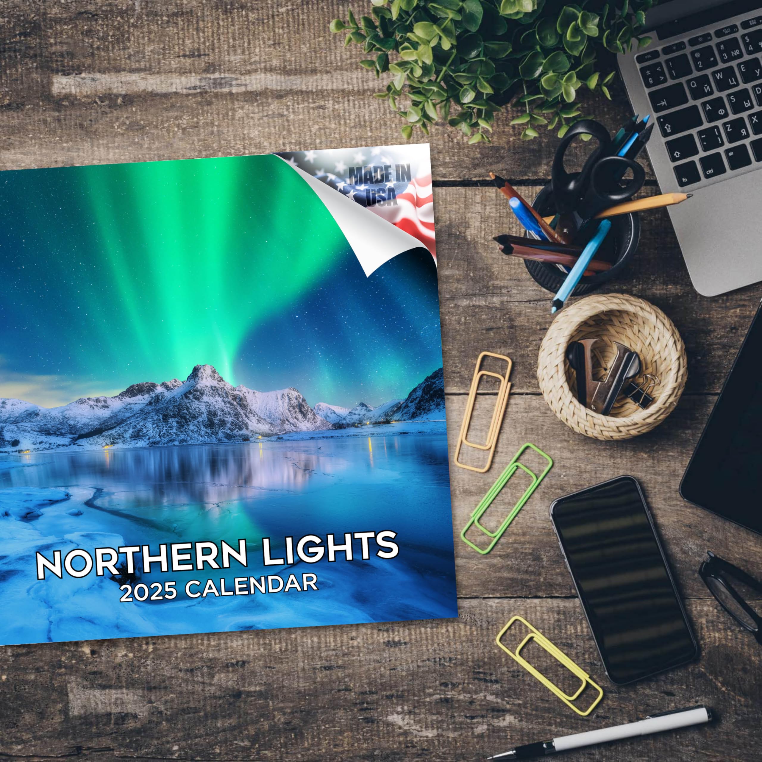 2024-2025 Northern Lights Calendar - Aurora Borealis Wall Planner with Thick No-Bleed Paper - 12