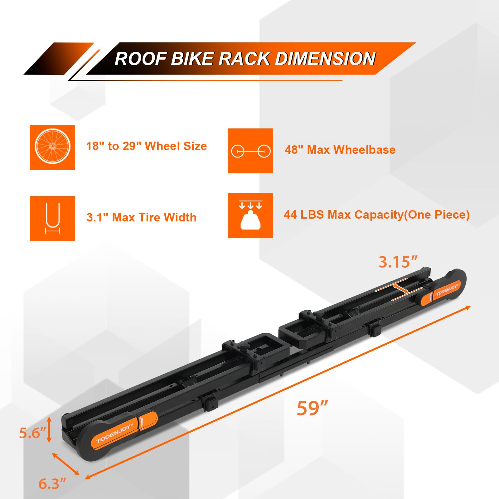 TOOENJOY Car SUV Rooftop Bike Rack - Adjustable Upright Roof Mount Bicycle Carrier with 2 Arms for Movable Crossbar (Fits 1 Bike) | Perfect for Road Trips, Camping & Outdoor Adventures