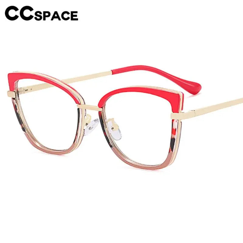 CCspace Women's Full Rim Square Titanium Eyeglasses Frame 56966 - Lightweight & Durable Glasses for Work, Reading & Fashion