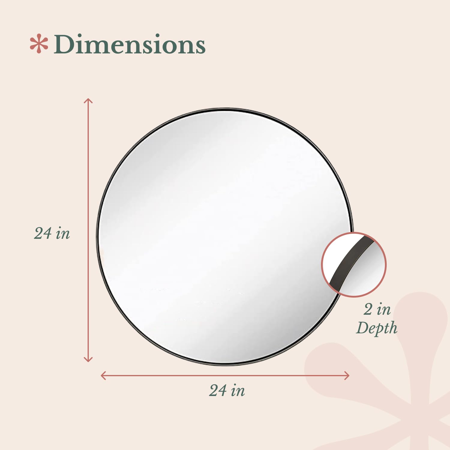 24-Inch Round Vanity Mirror with Oil Rubbed Bronze Frame - Modern Circular Wall Mirror for Bathroom, Bedroom & Entryway - Perfect Over Sink, Dresser or Hallway Decor - Elegant Home Accent Mirror