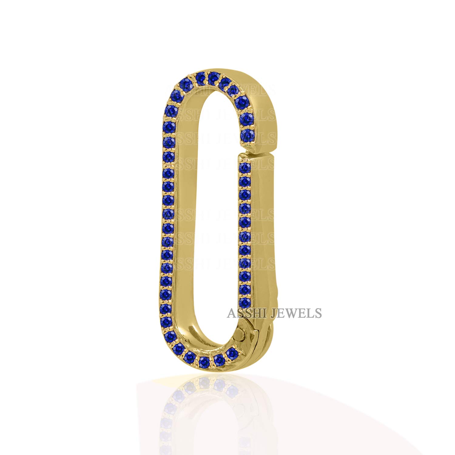 9K Gold Blue Sapphire Enhancer Lock - Durable Circular Push Lock for Necklace Chains - Perfect for Jewelry Making, Gifts & Fashion Accessories