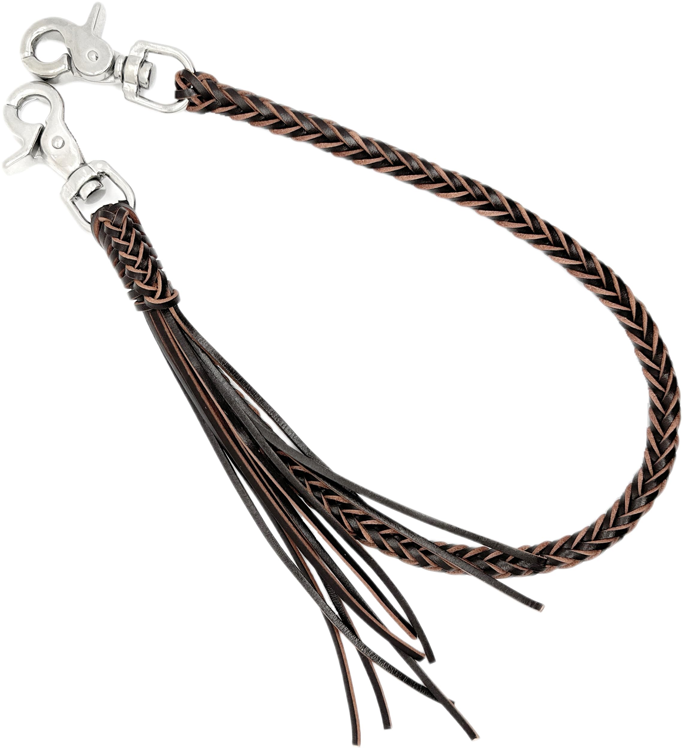 Braided Genuine Leather Wallet Chain with 316 Stainless Steel Swivel Trigger Snaps - Brown | Secure & Stylish Accessory for Men's Wallets, Keys & Everyday Carry (EDC) | Perfect for Bikers, Travelers & Outdoor Enthusiasts