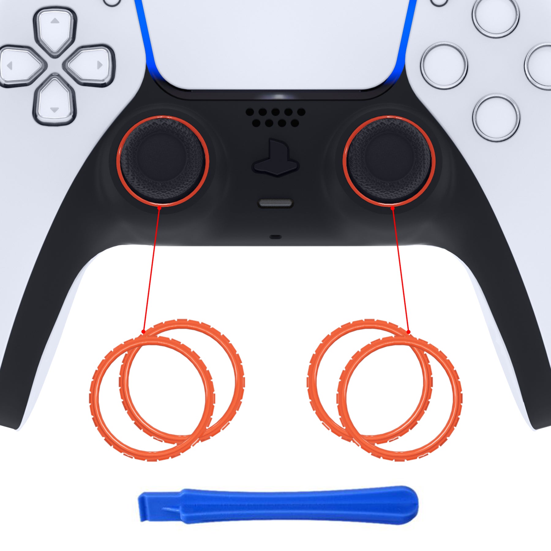 eXtremeRate Orange PS5 Controller Replacement Accessories - Custom Accent Rings for DualSense (Controller Not Included) JPF5004 | Gaming Setup & Customization