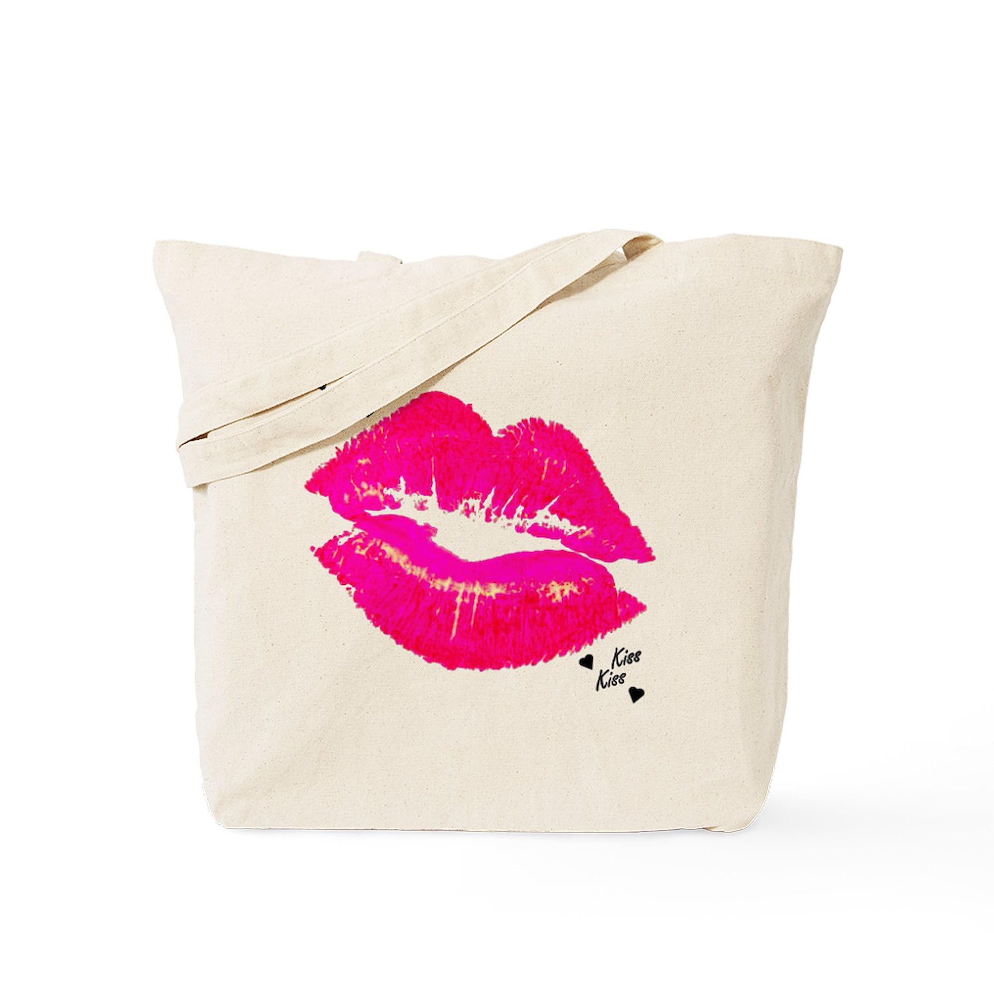 Stylish Lip Print Tote Bag - Natural Canvas Reusable Shopping Bag for Women | Eco-Friendly Grocery Tote, Beach Bag & Everyday Carry | Perfect for Shopping, Work & Travel