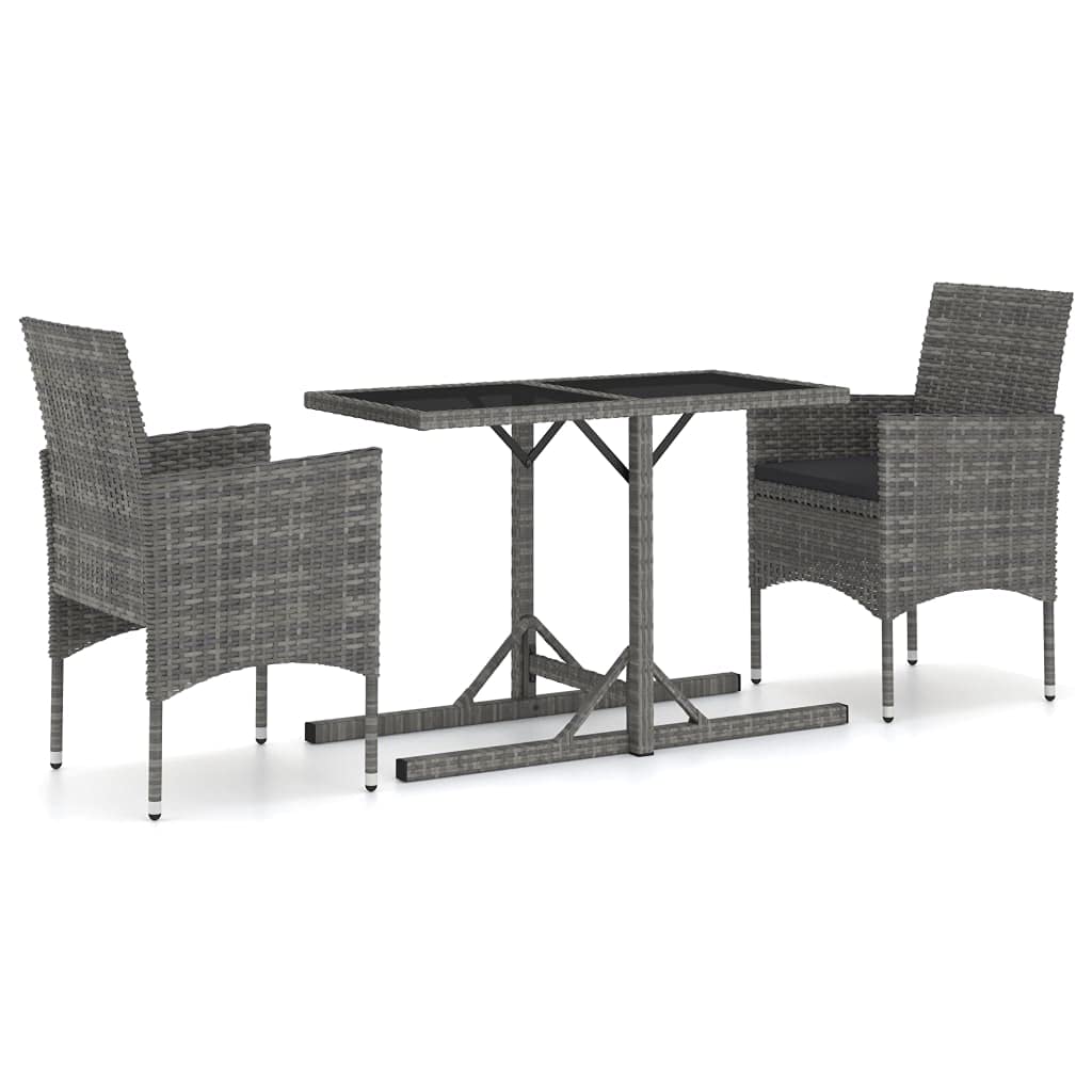 Beyamis 3-Piece Outdoor Patio Dining Set - Weather-Resistant Gray Table and Chairs for Garden, Backyard, Poolside & Balcony Use