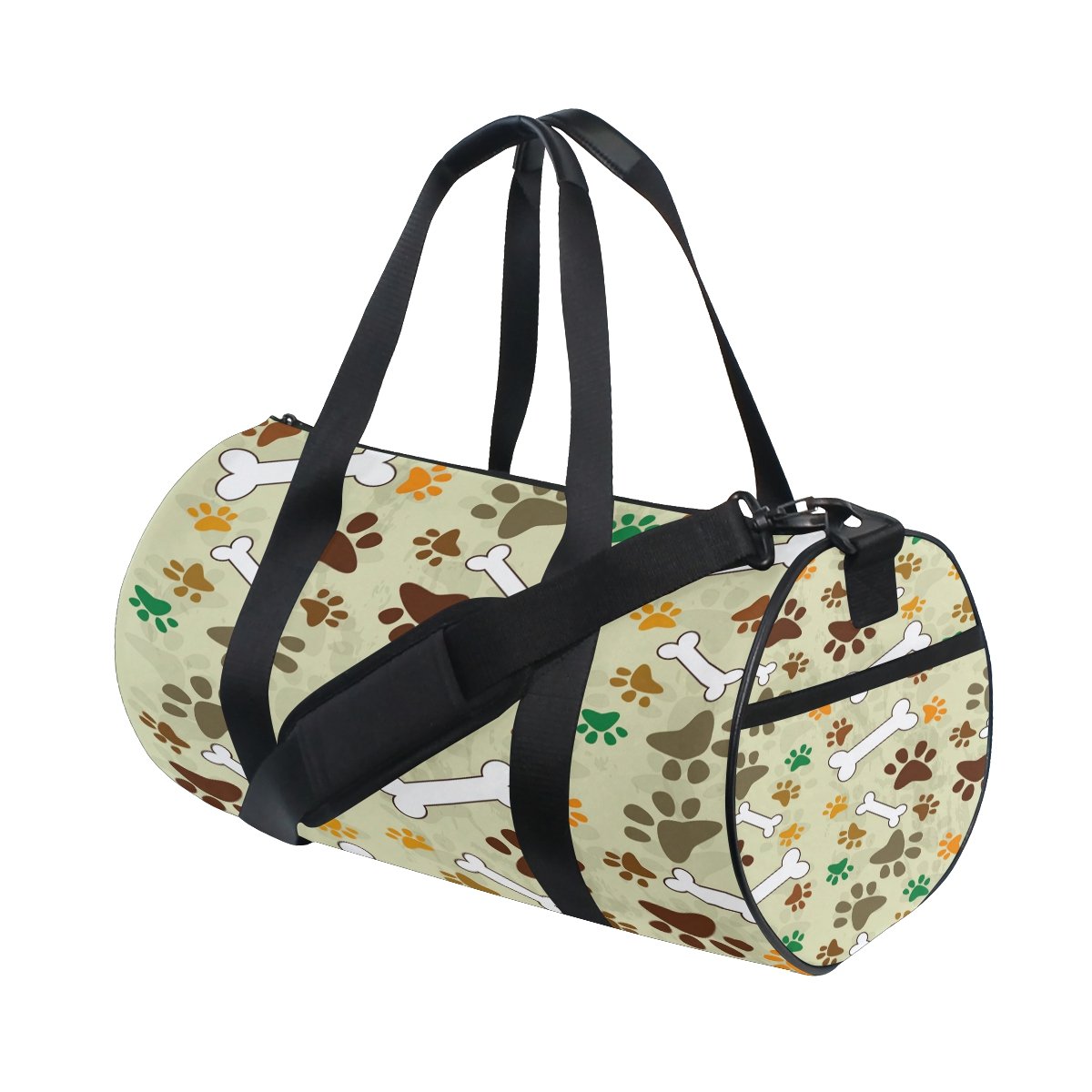 Cartoon Dog Paw Print with Bone Travel Duffel Bag - Waterproof Gym Sports Luggage for Men & Women - Perfect for Travel, Gym, Workout, and Outdoor Adventures