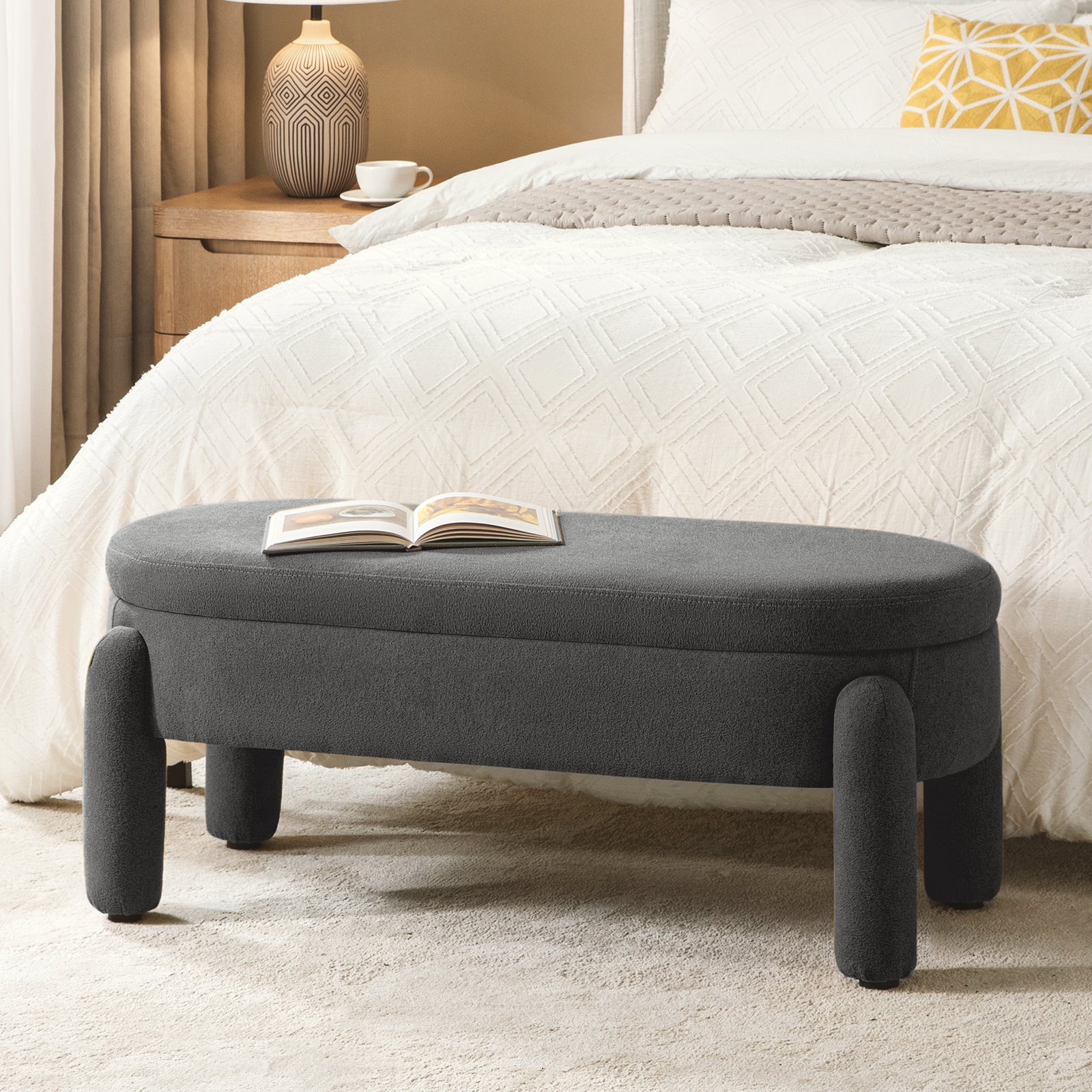 Flavio Storage Bench with Waterproof Fabric - Stylish Entryway Seat & Shoe Storage Organizer for Living Room, Bedroom, or Mudroom
