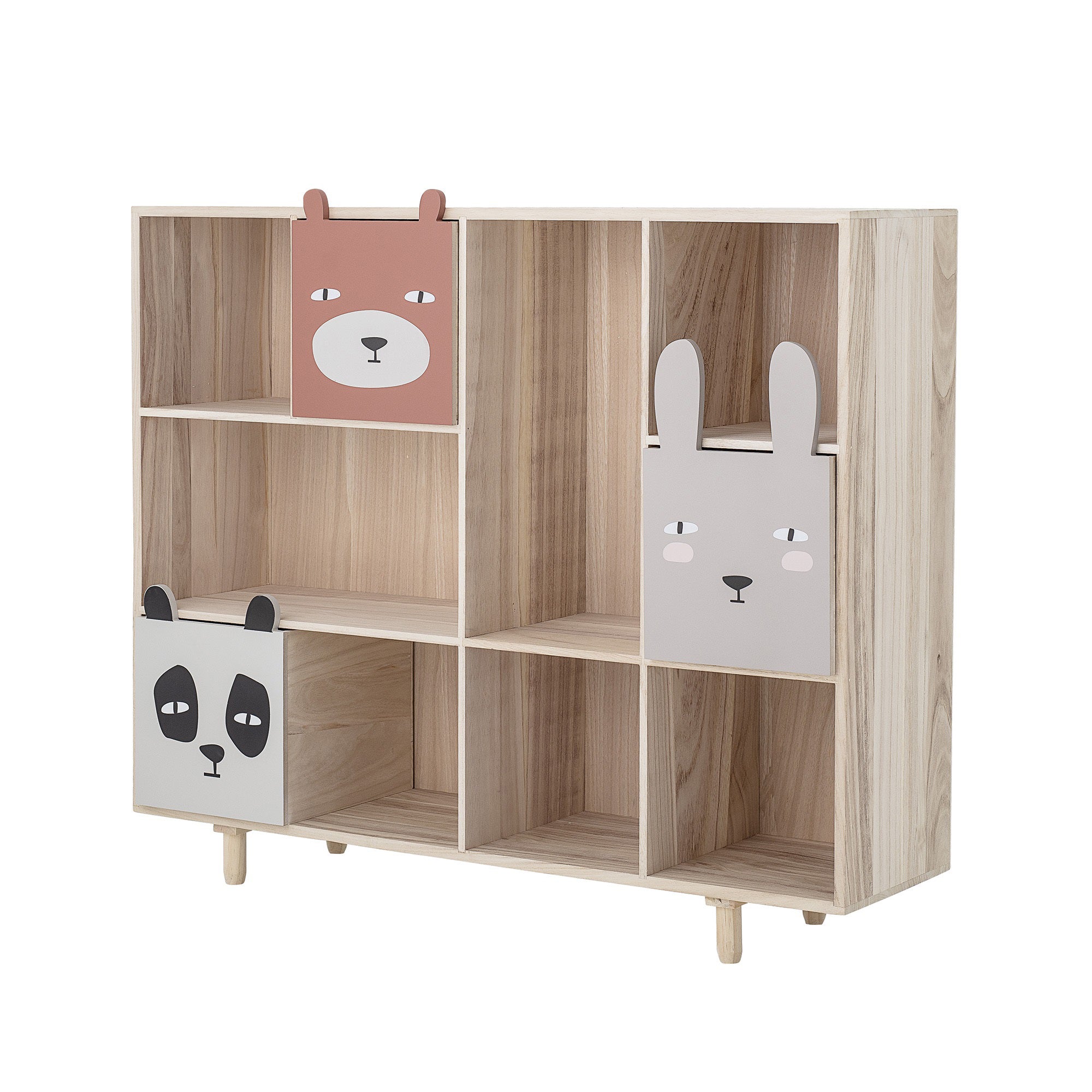 Bloomingville Grey Bookcase with Animal Drawers - Stylish Kids Room Storage & Nursery Bookshelf Organizer for Bedroom or Playroom Decor