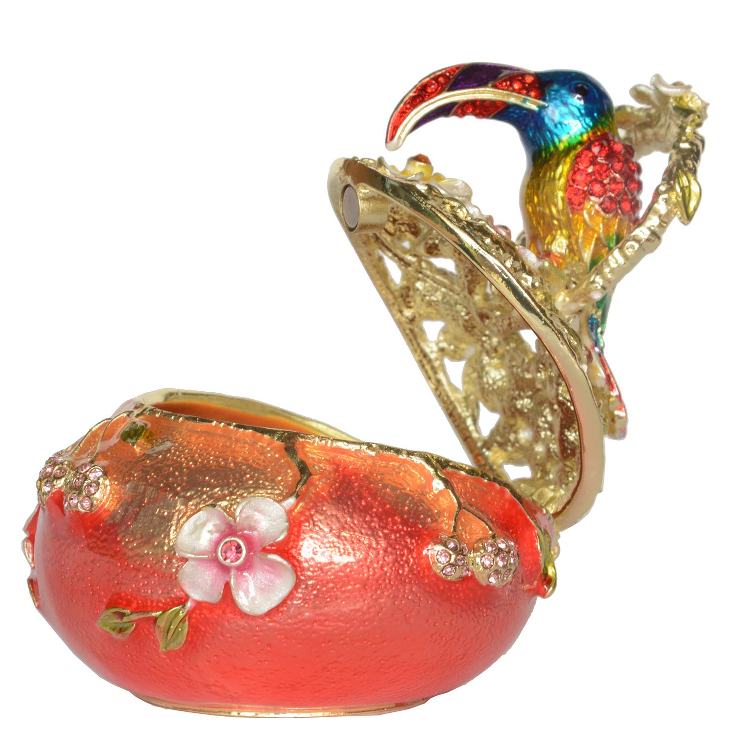 Hand-Painted Toucan Bird Jewelry Box with Hinged Lid - Decorative Trinket Box for Rings & Earrings - Collectible Bird Figurine for Home Decor, Gift Giving & Travel Storage