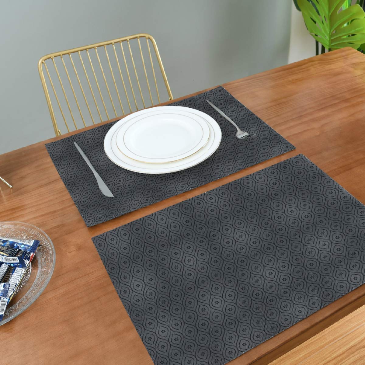 Premium Charcoal Placemats Set of 4 - Heat & Stain Resistant, Non-Slip Table Mats for Dining - Perfect for Dinner Parties, Family Meals & Home Decor