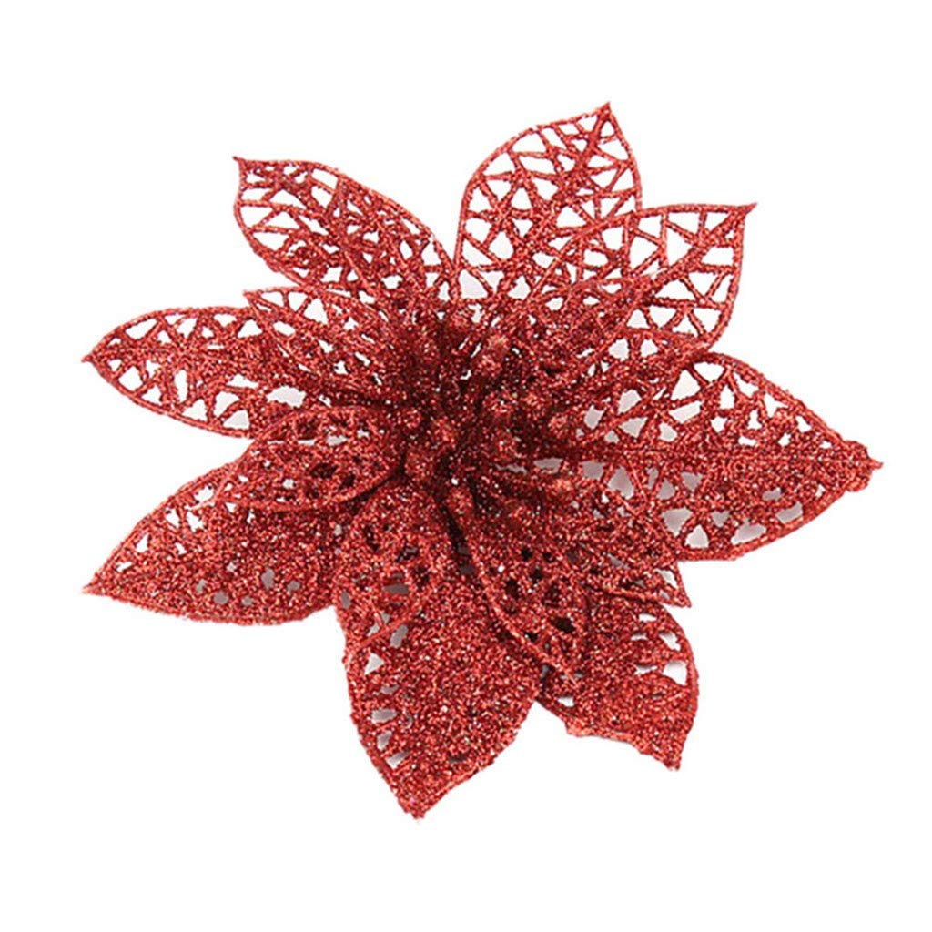 Red Orchid Artificial Flowers in Pot - 10Pcs Fake Christmas Tree Decorations for Xmas, Home, Wedding & Room Decor | Realistic Simulation Floral Arrangement (Red, One Size) - Perfect for Holiday Parties, Table Centerpieces & Festive Gift Giving