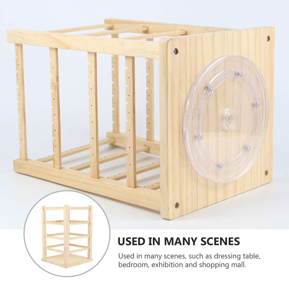 HEALLILY Wooden Rotating Jewelry Stand - Earring Holder & Organizer Display Rack for Necklaces, Rings, Bracelets - Perfect for Bedroom, Bathroom, Vanity Dresser & Jewelry Store Display