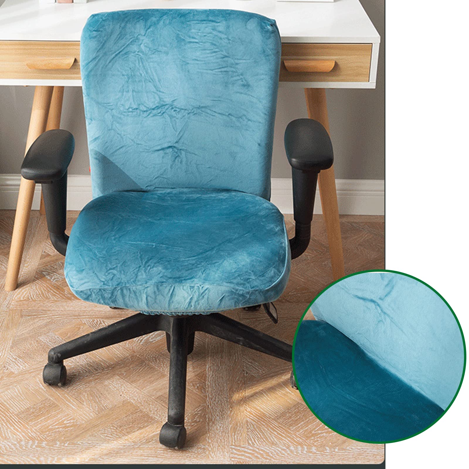 Velvet Office Chair Covers - Stretchable Computer Desk Chair Slipcovers for Swivel Chairs, Soft Washable Protector for Boss Chairs (Brown) | Perfect for Home Office, Gaming Setup & Conference Rooms