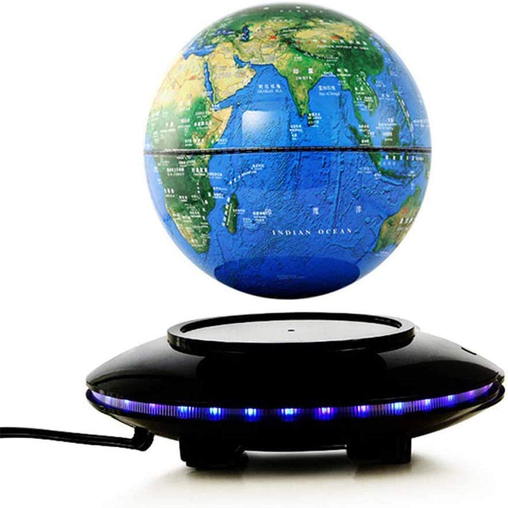 4 Magnetic Floating Globe Light with LED - Yellow Levitating Globe Lamp for Home & Office Decor - Unique Night Light (6