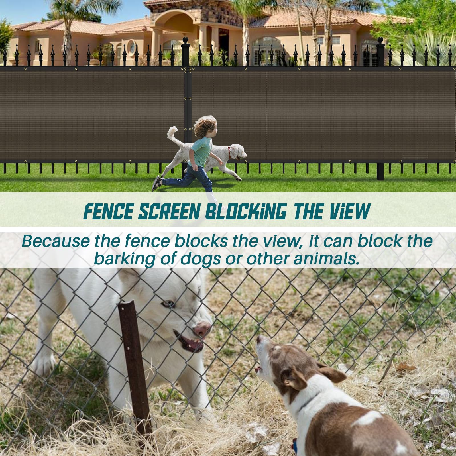 8FT x 45FT Brown Temporary Privacy Fence Screen - Outdoor Patio Cover with Excellent Airflow for Backyard, Garden & School | Perfect for Events, Poolside Privacy, and Property Boundaries