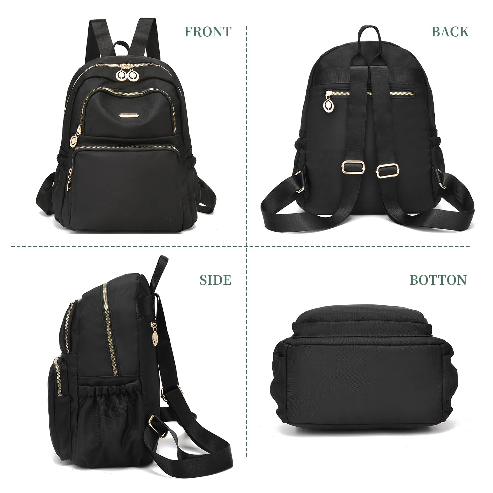 **IHayner Mini Backpack Purse for Women - Lightweight Nylon Small Backpack, Casual Daypack for College, Work & Travel - Black | Perfect for Everyday Use, Commuting & Weekend Getaways**
