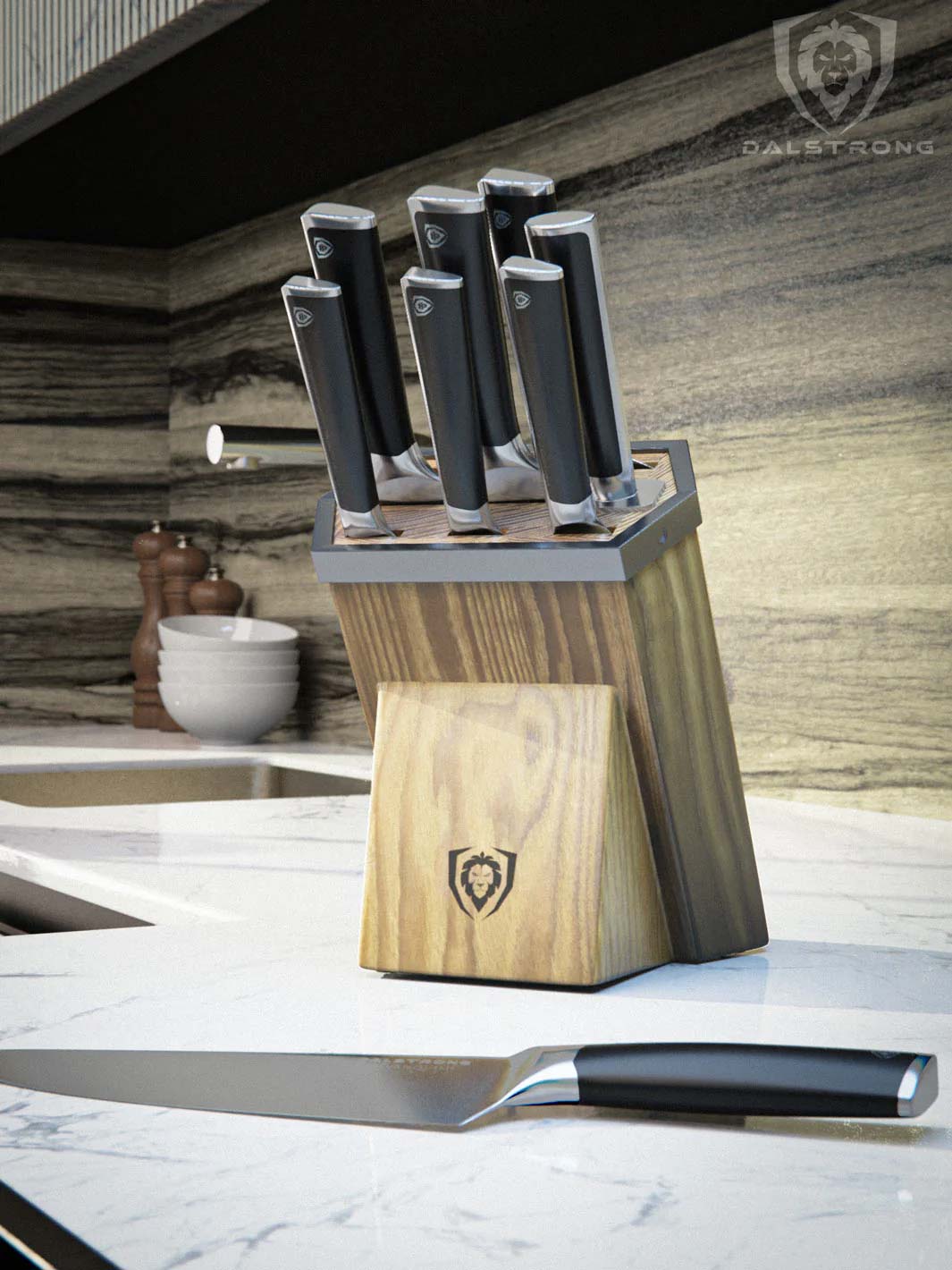 Dalstrong Vanquish Series 8-Piece Knife Block Set - NSF Certified High-Quality Kitchen Knives for Professional Chefs & Home Cooking