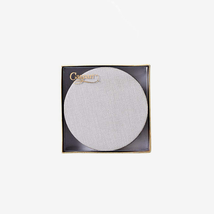 Caspari Classic Canvas Round Coasters Set of 4 - Absorbent Drink Coasters for Coffee, Wine, and Beer - Elegant Table Decor for Home, Bar, and Office