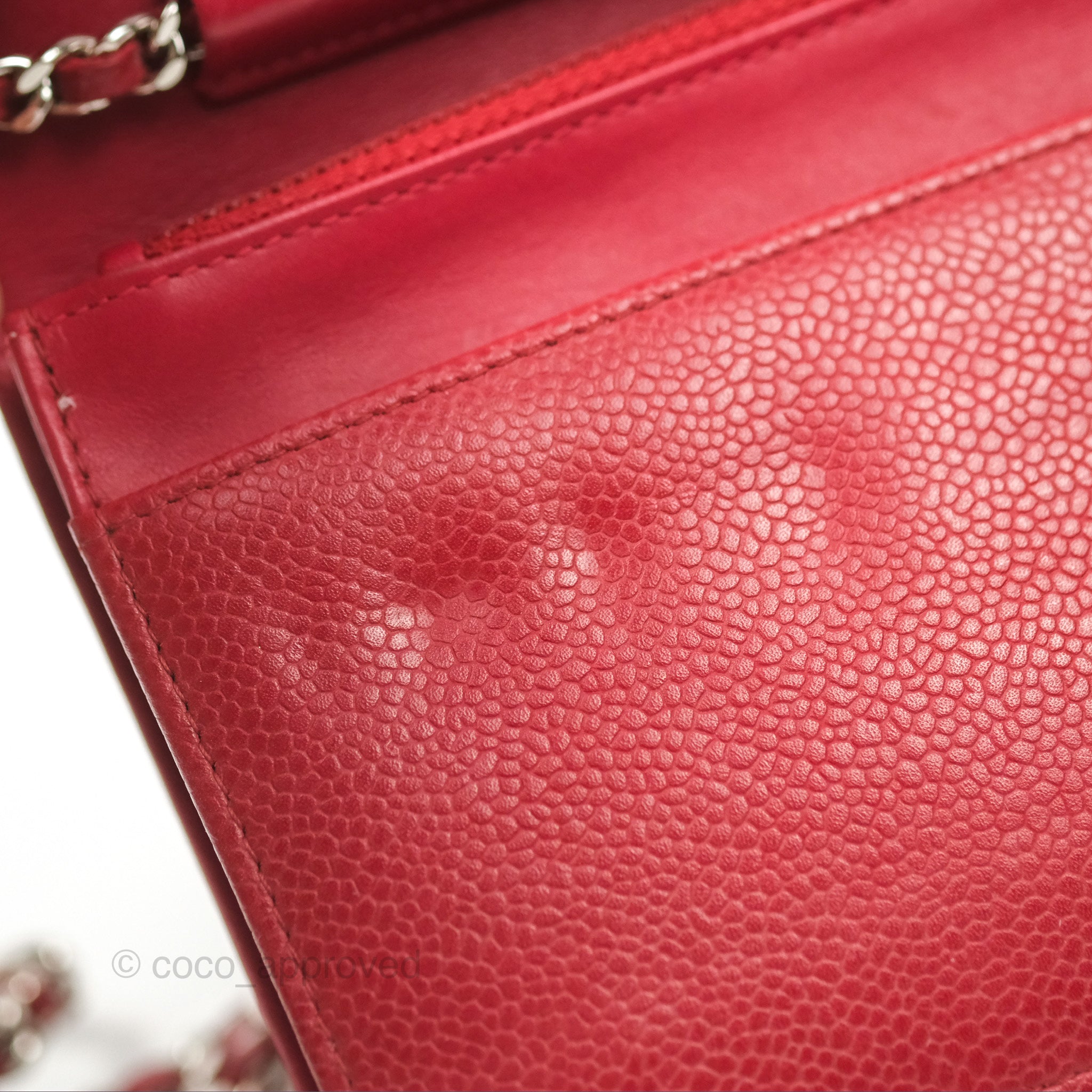 Chanel CC Wallet On Chain WOC Crossbody Bag - Red Caviar Leather with Silver Hardware | Perfect for Evening Events, Parties & Date Nights
