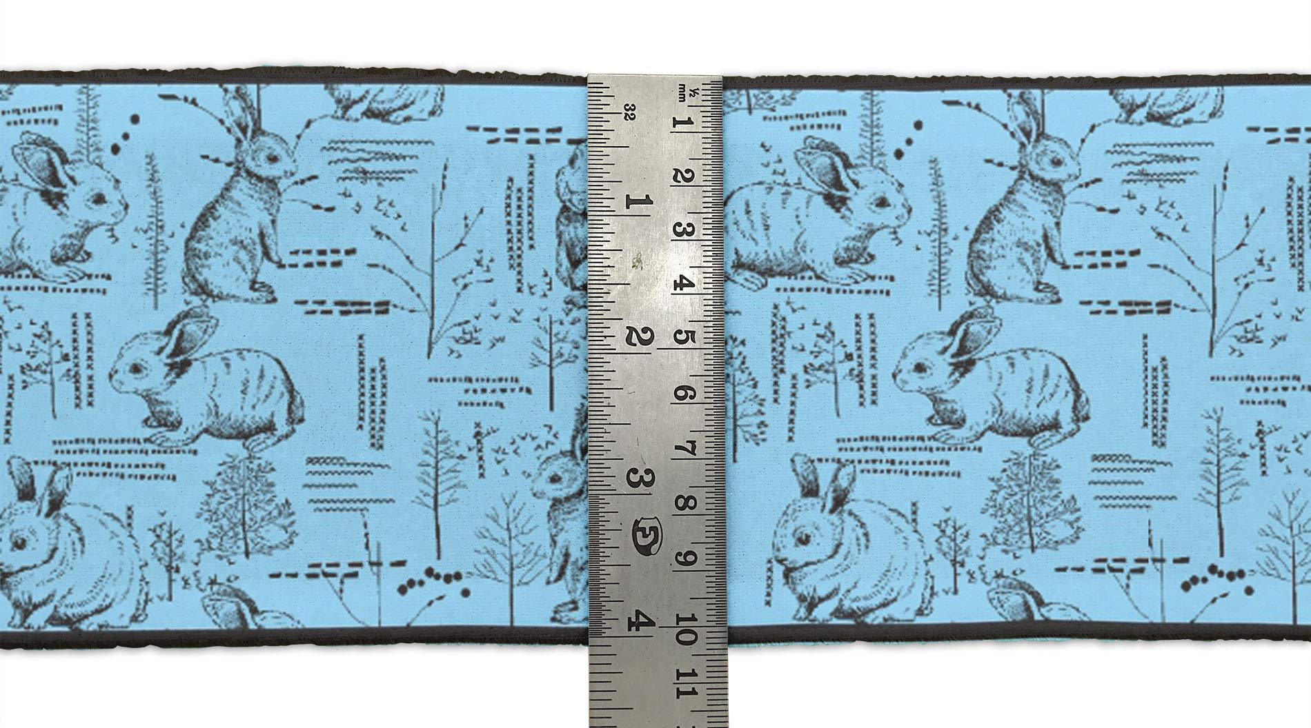 Blue Leaves & Rabbit Animal Printed Dupion Fabric Ribbon Trim - 9 Yards, 3 Inches Wide for Crafts, Sewing, DIY Accessories | Perfect for Home Decor, Gift Wrapping & Costume Design
