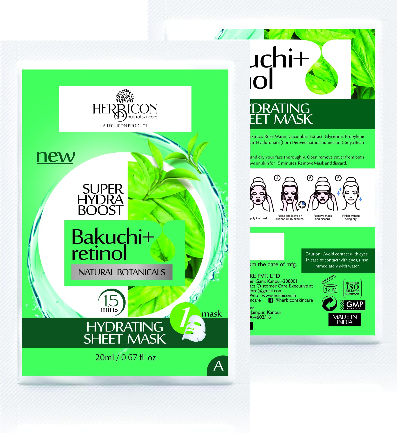 Retinol & Bakuchi Anti-Aging Face Sheet Mask for Fine Lines & Wrinkles - Hydrating Facial Treatment - 20g (3 Pack) | Perfect for Night Routine & Skincare Regimen