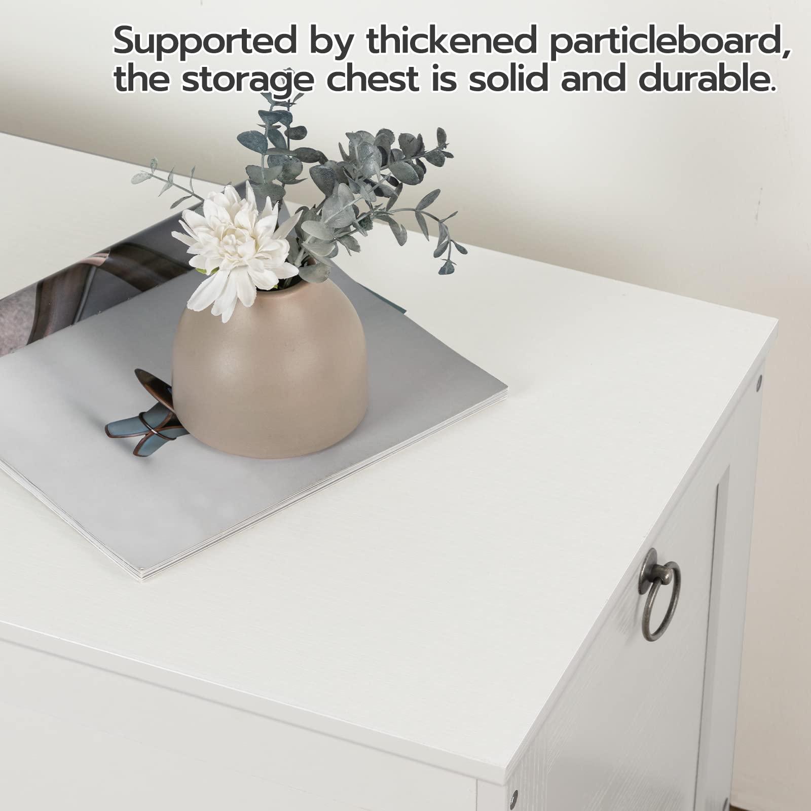 HOOBRO Retro Wooden Toy Storage Chest with Safety Hinge - Entryway Bench & Organizer - 39.4 x 15.7 x 18.9 Inches - Supports 220 lb - Easy Assembly (White) - Perfect for Kids' Room, Nursery, Playroom & Living Room Storage