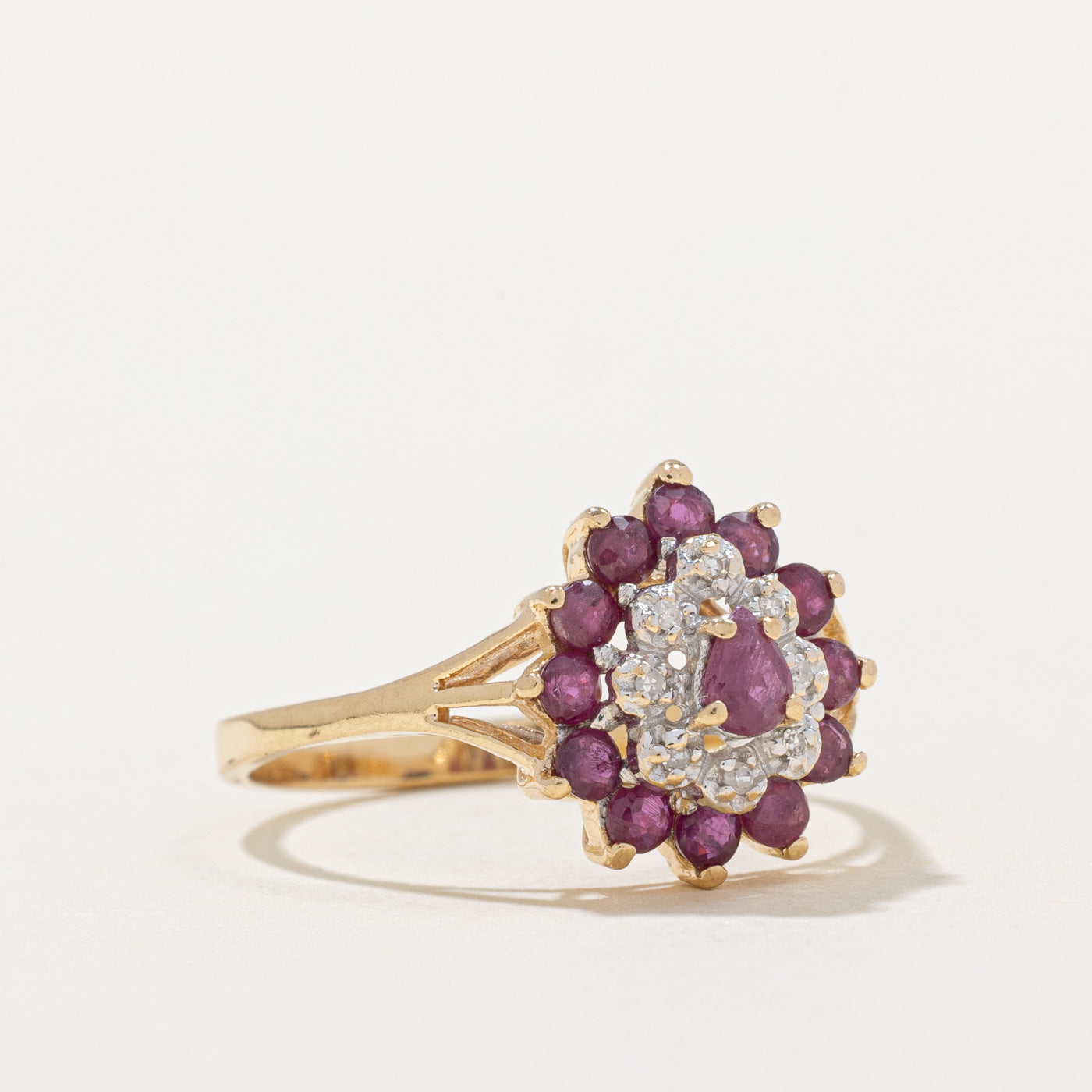 Exquisite Ruby & Diamond Cocktail Ring - 0.74ctw Ruby & 0.03ctw Diamond - Size 8.25 - Perfect for Evening Parties, Weddings & Special Occasions