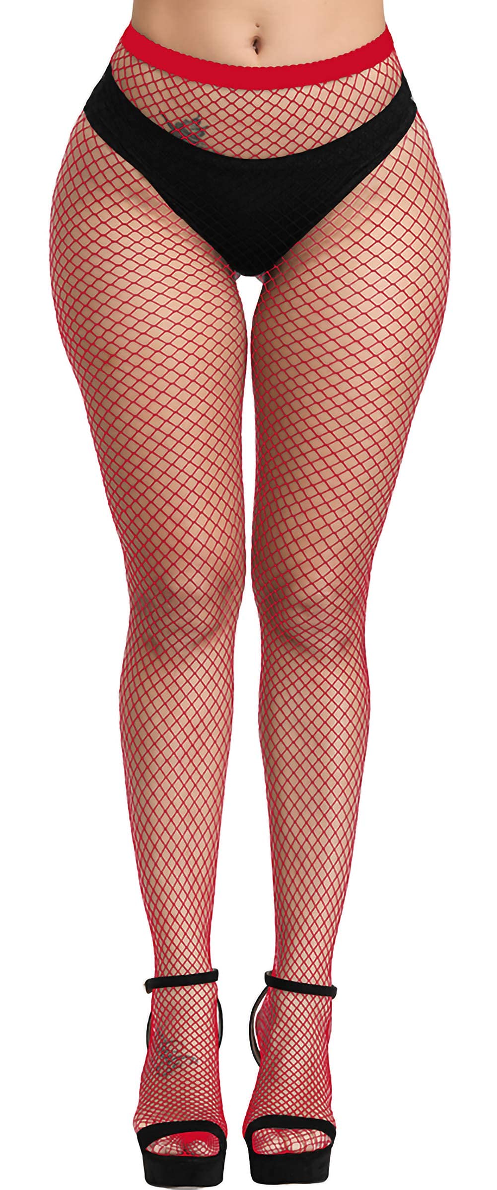 Sexy High Waisted Fishnet Stockings for Women - Stretchy Elastic Pantyhose - Perfect for Halloween, Cosplay, Date Night & Lingerie Outfits