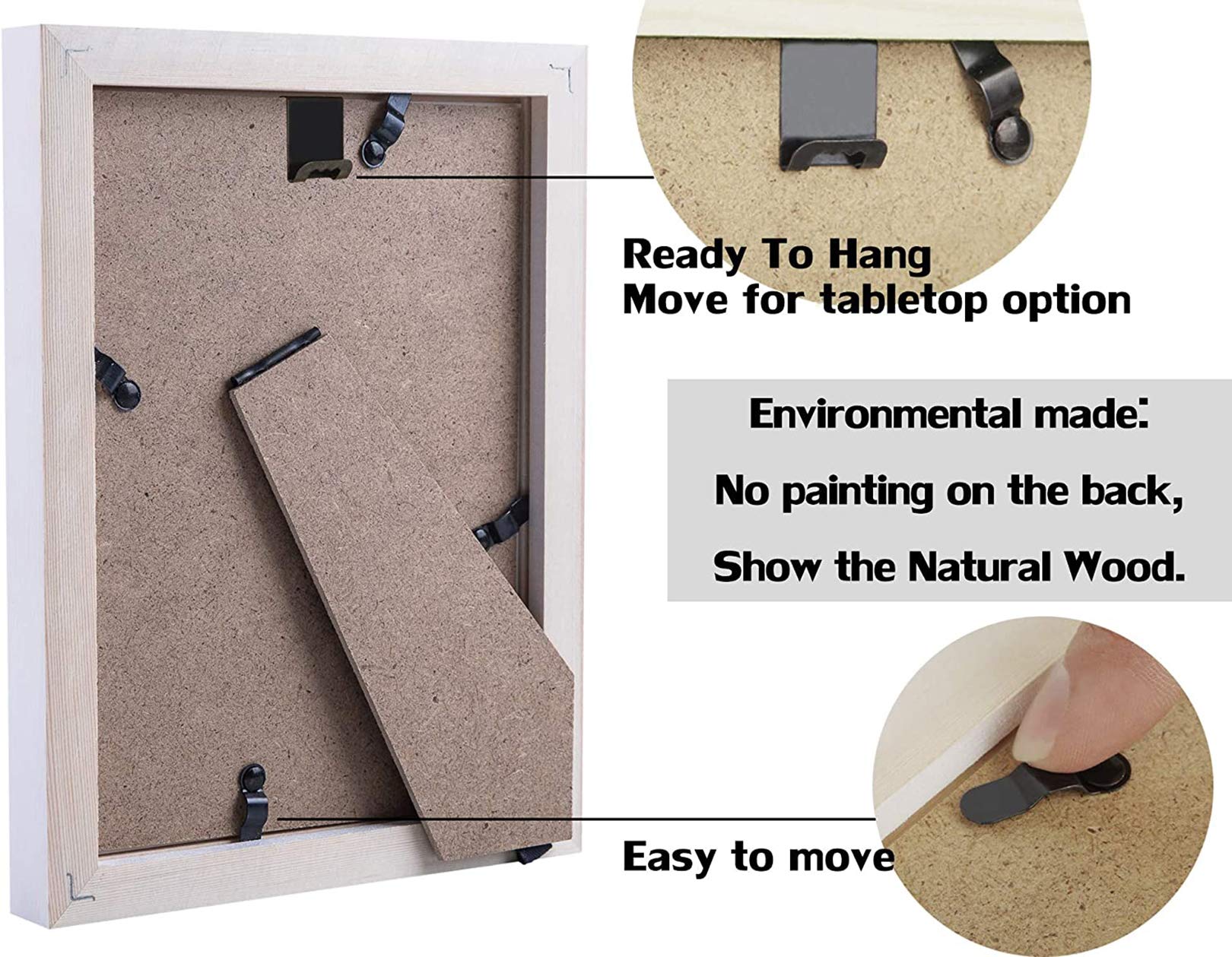 8x10 White Picture Frames - 6 Pack Solid Wood Wall & Tabletop Photo Frames for Nature Prints, Family Photos, Home Decor and Office Display
